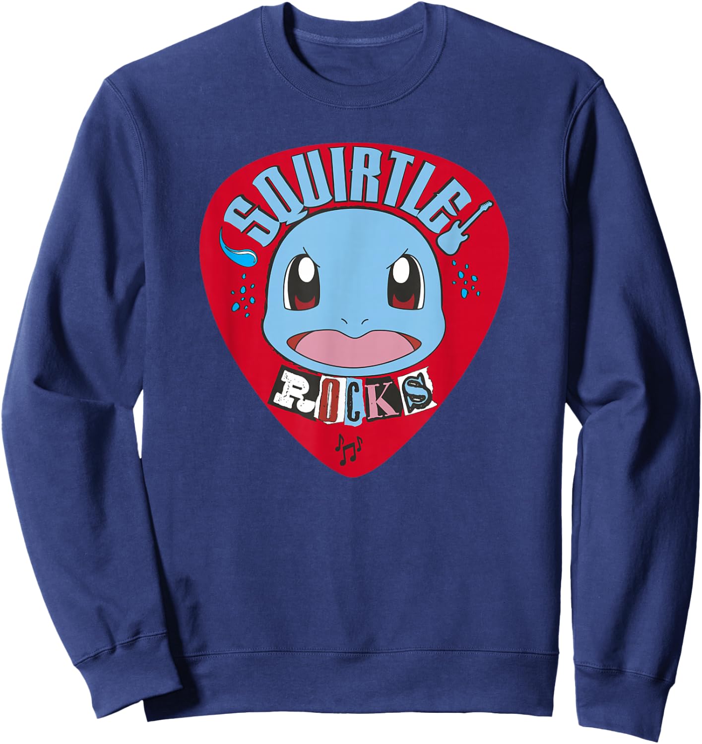 Pokémon Squirtle Rocks Retro Guitar Pick Portrait Sweatshirt - Sweatshirt | Navy