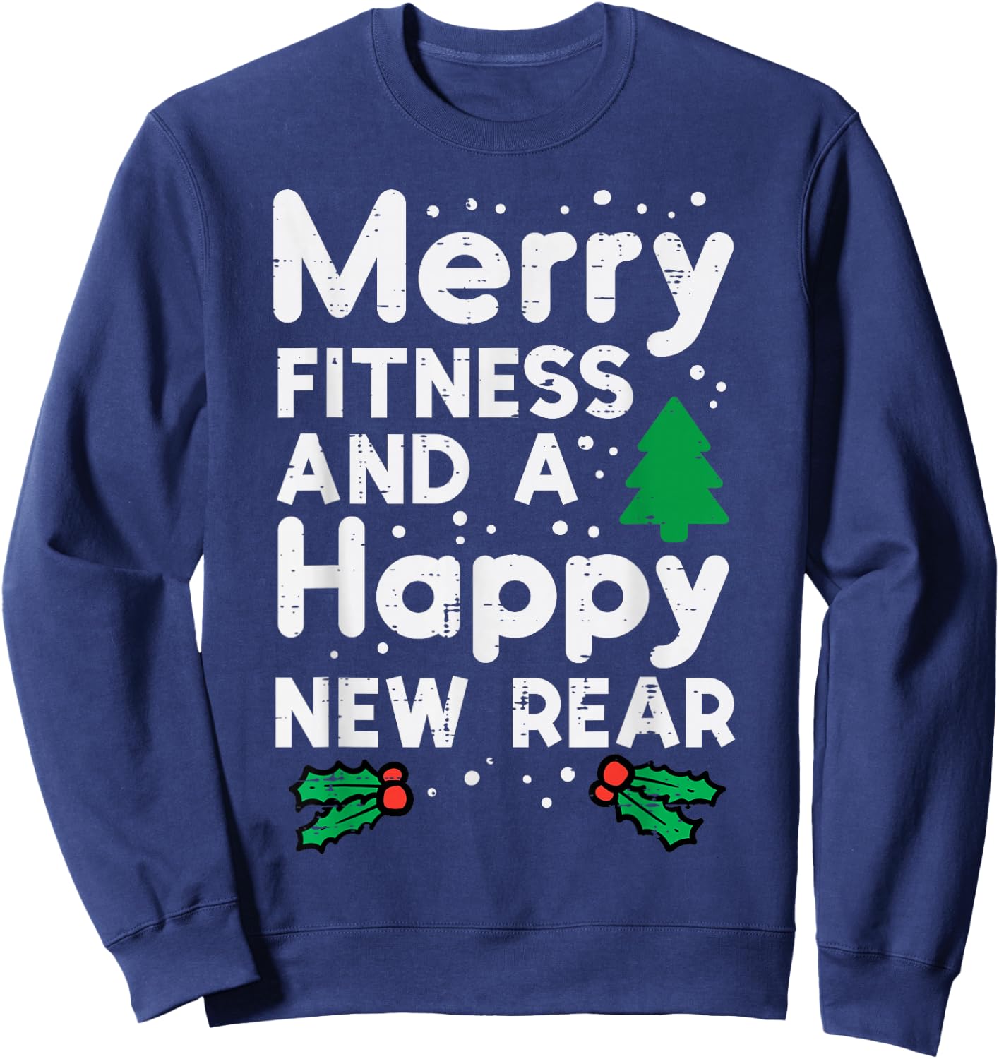 Christmas Merry Fitness Happy New Rear Xmas Workout Women Sweatshirt - Sweatshirt | Navy