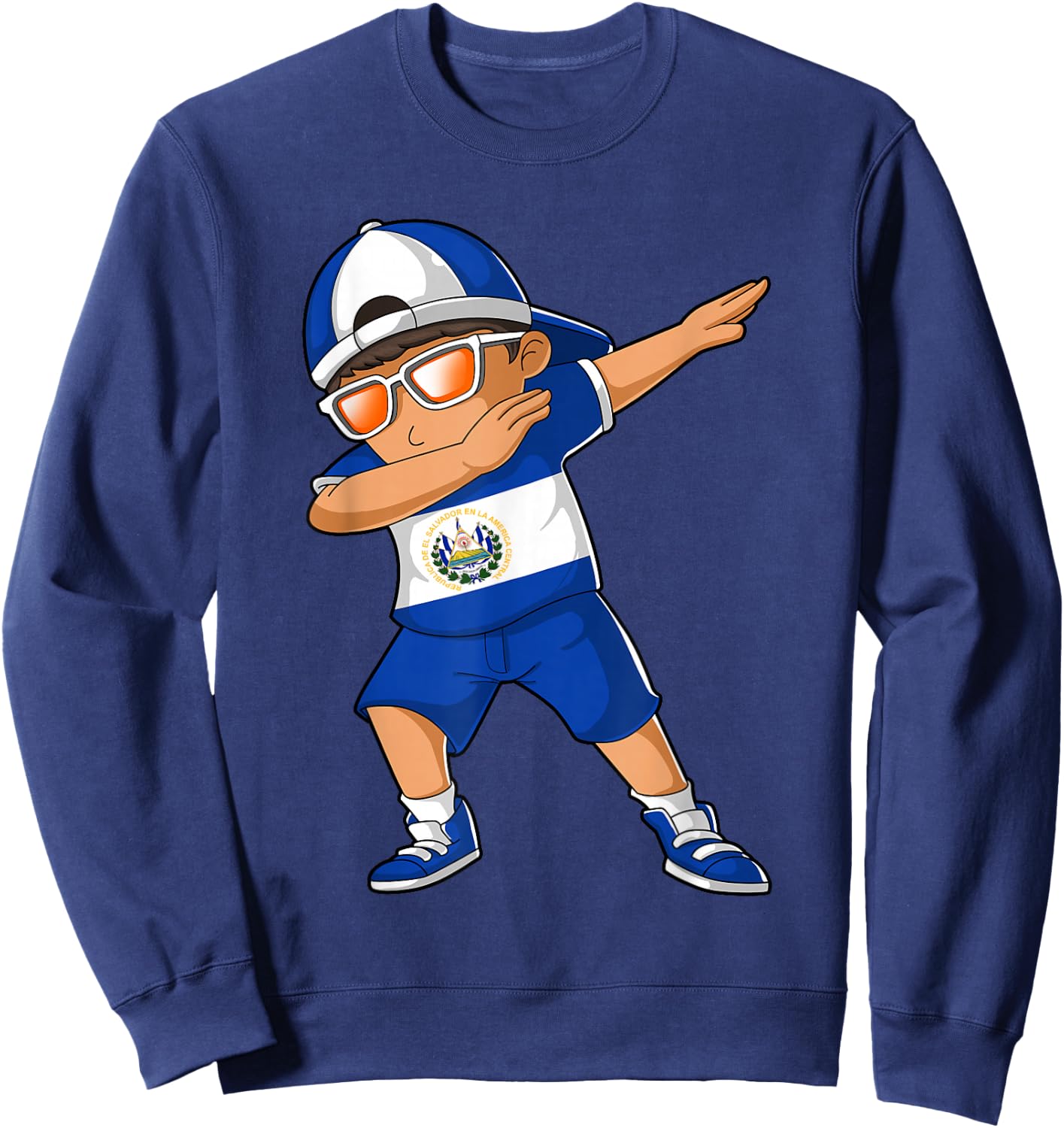 Salvadoran Boy El Salvador Kid Patriotism Roots Heritage Sweatshirt - Sweatshirt | Navy