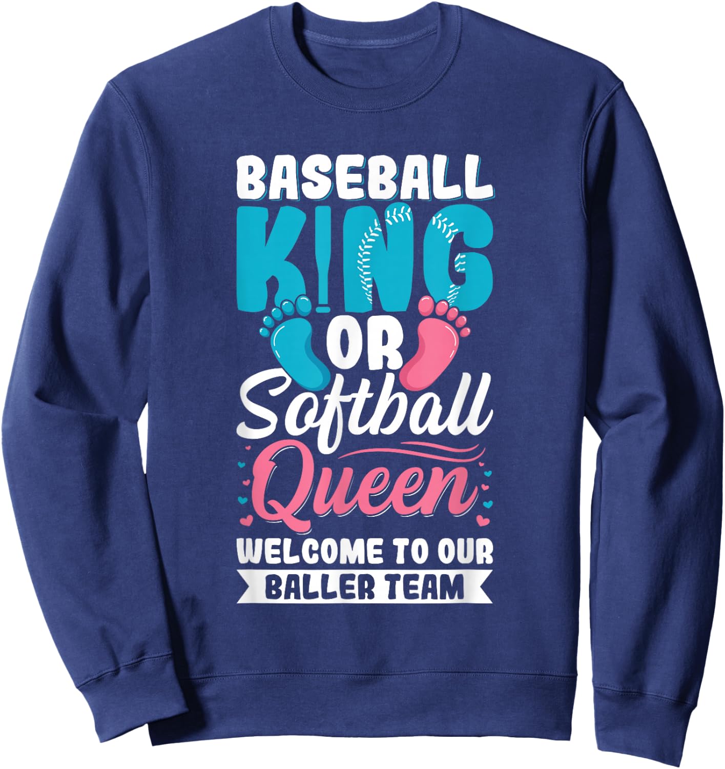 Baseball Gender Reveal Party Design for a Baseball Player Sweatshirt - Sweatshirt | Navy