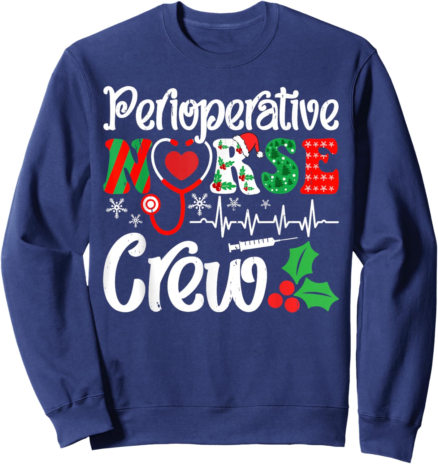 Holiday Perioperative Nurse Crew Christmas Squad Nursing Sweatshirt - Sweatshirt | Navy