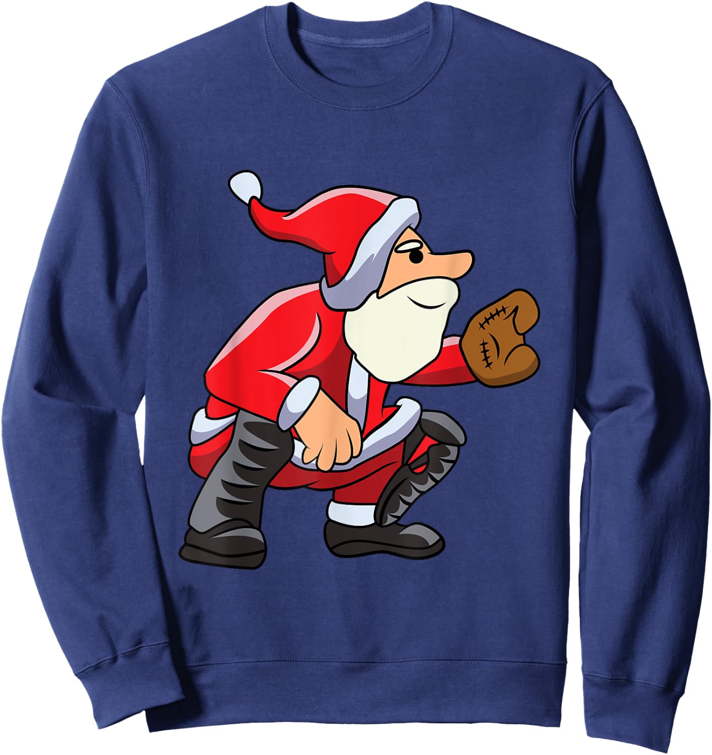 Catcher Baseball Santa Christmas Sport Xmas Pajama Boys Kids Sweatshirt - Sweatshirt | Navy