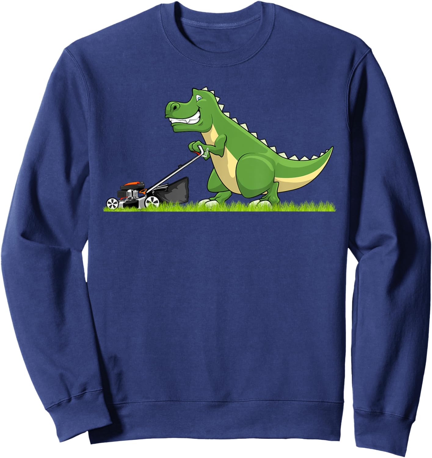 Cool Lawn Mowing Art Boys Kids Lawnmower Dinosaur Sweatshirt - Sweatshirt | Navy