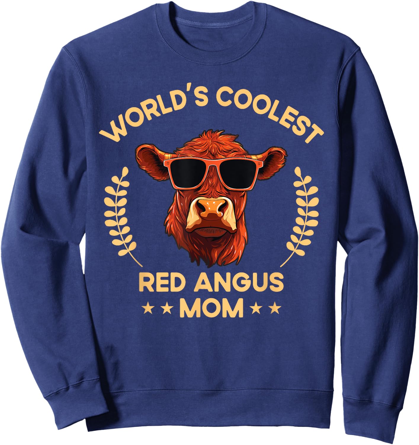 World's Coolest Cow Mom Mama - Women Farmer Red Angus Sweatshirt - Sweatshirt | Navy