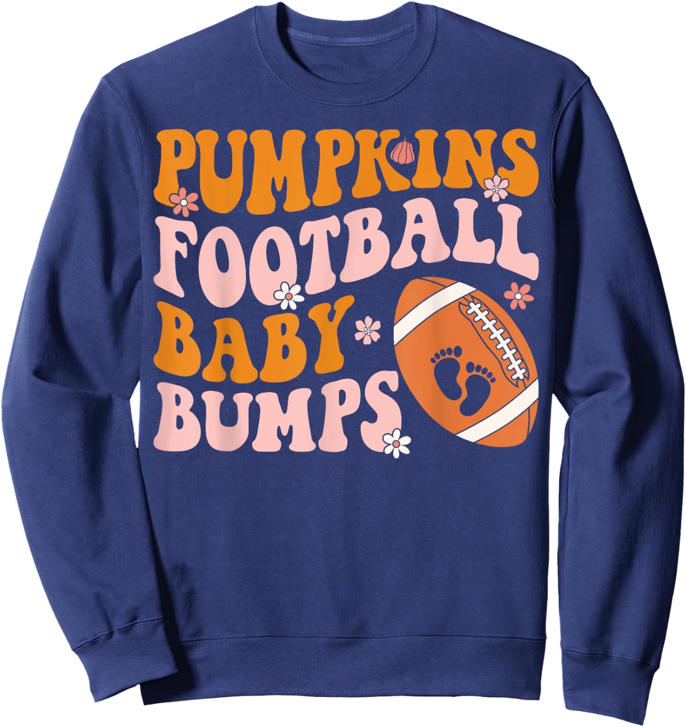 Pumpkins Football Baby Bumps Pregnancy Announcement Fall Sweatshirt - Sweatshirt | Navy