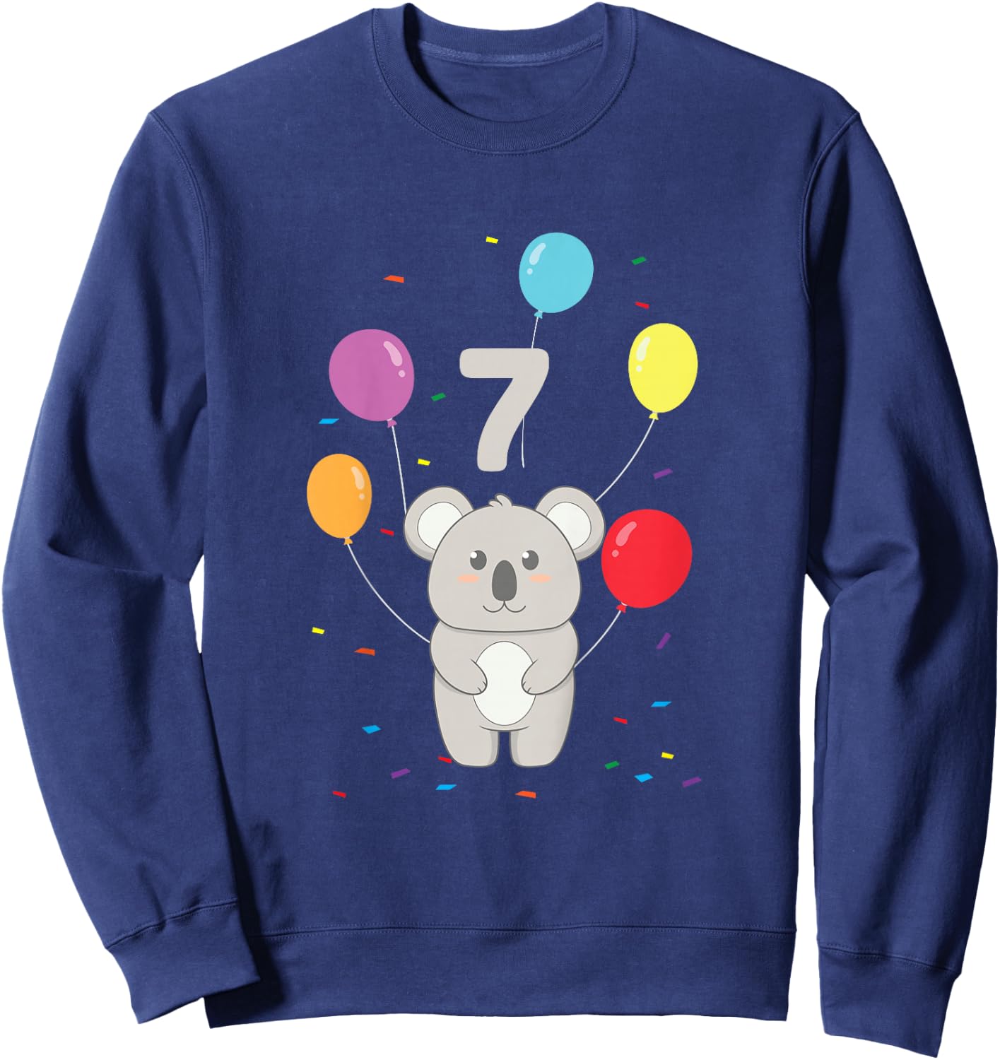 7th Birthday 7 Years Koala Balloons Australia Eucalyptus Zoo Sweatshirt - Sweatshirt | Navy