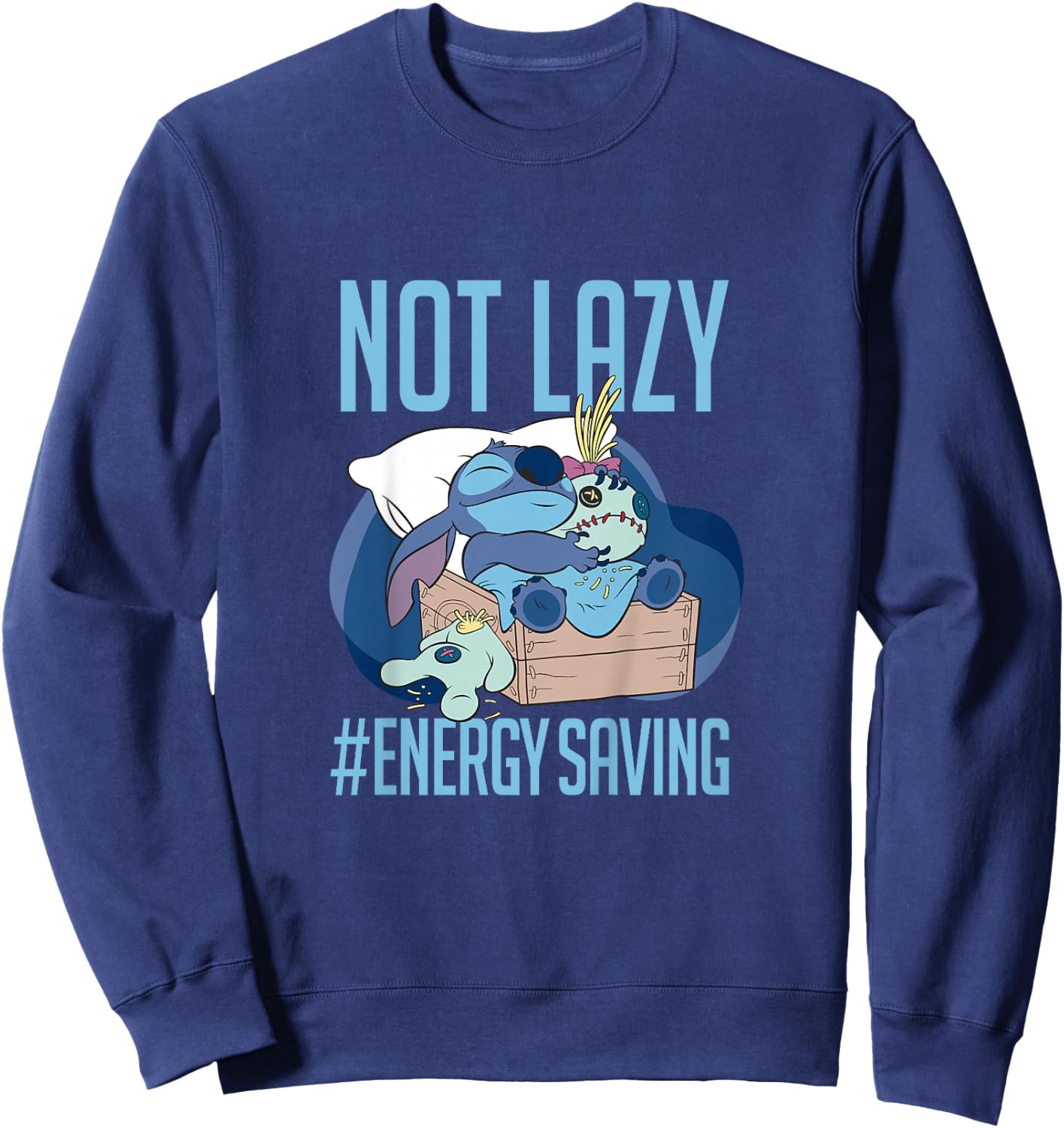 Kids Disney Lilo & Stitch Not Lazy Saving Energy Quote Youth Sweatshirt - Sweatshirt | Navy