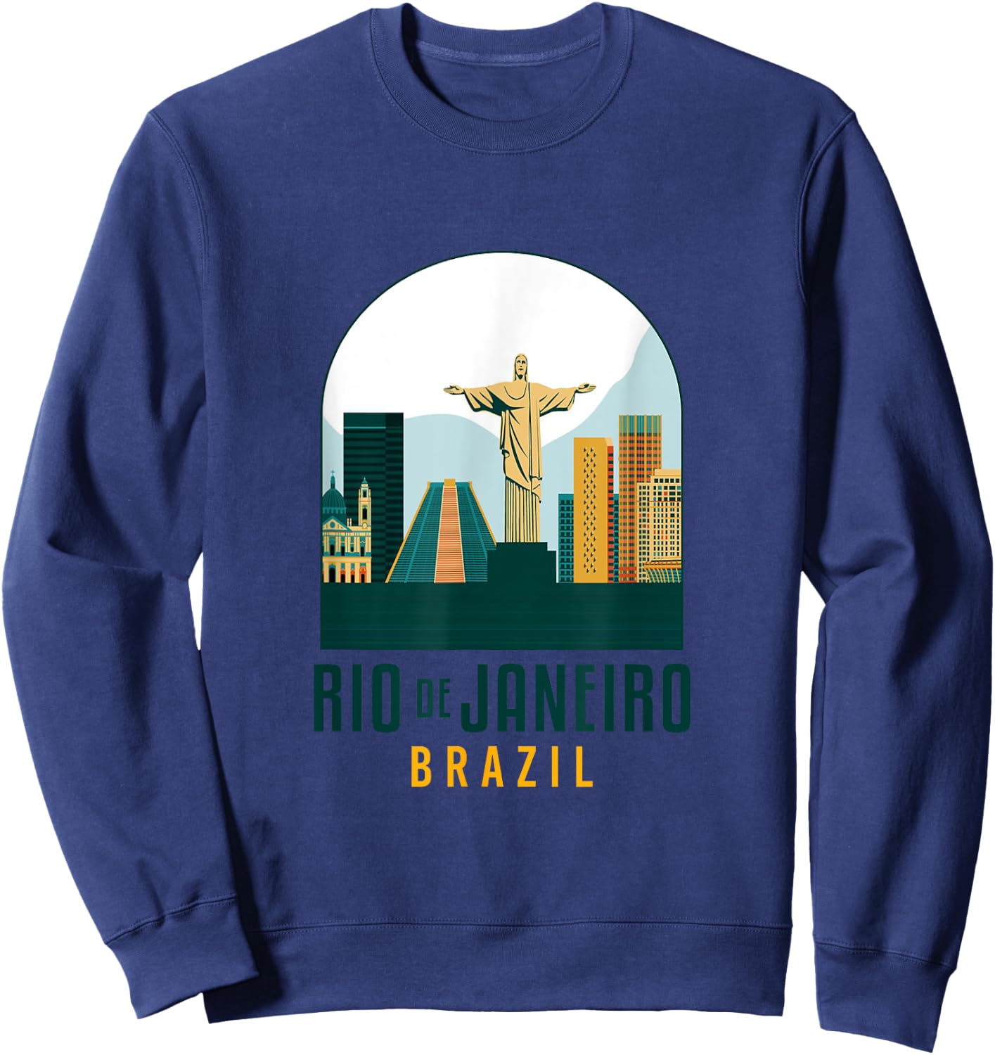 Rio De Janeiro Brasil Traveling Christ The Redeemer Travel Sweatshirt - Sweatshirt | Navy