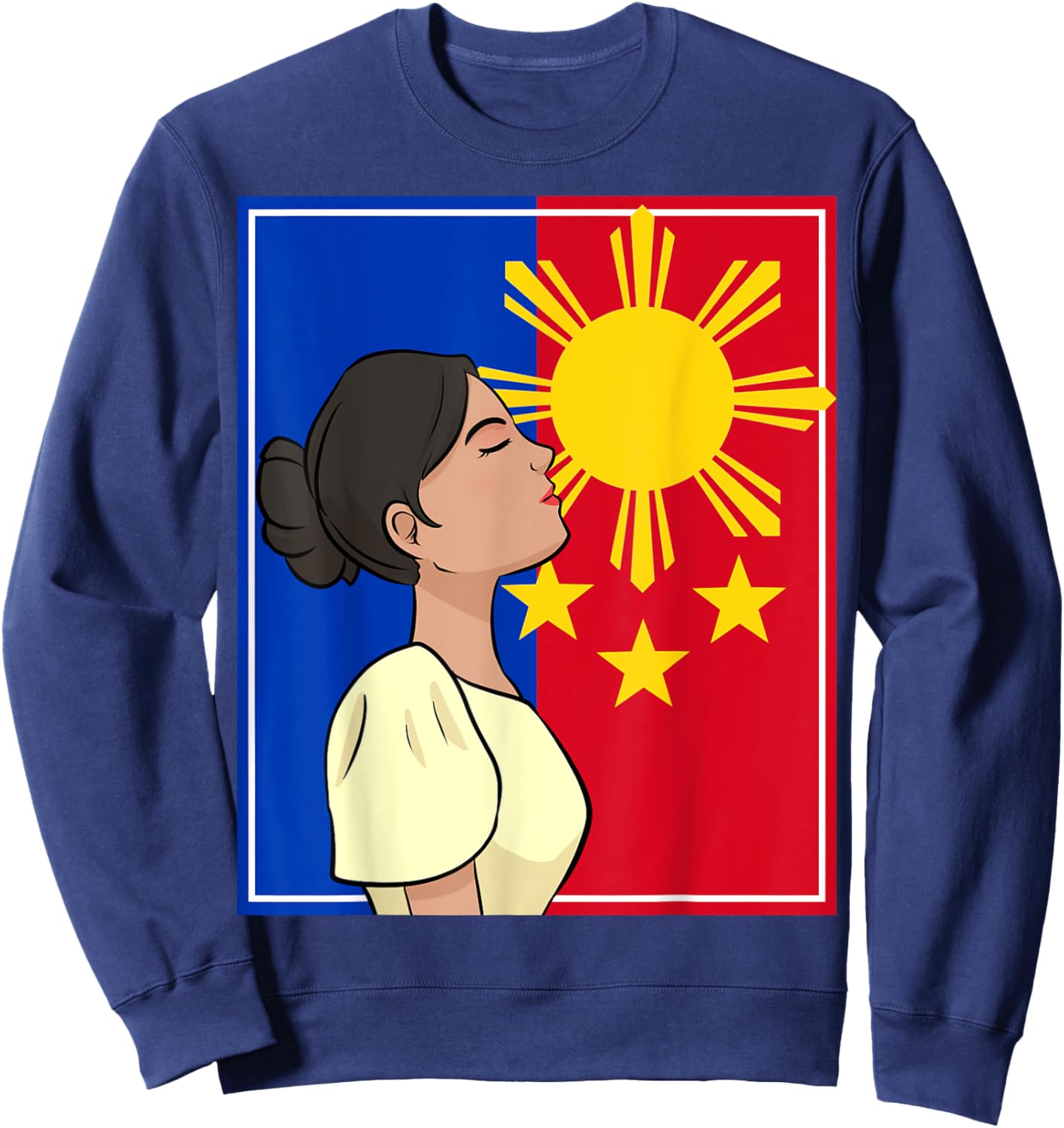 Philippines Pinay Filipina Filipiniana Filipino Flag Woman Sweatshirt - Sweatshirt | Navy