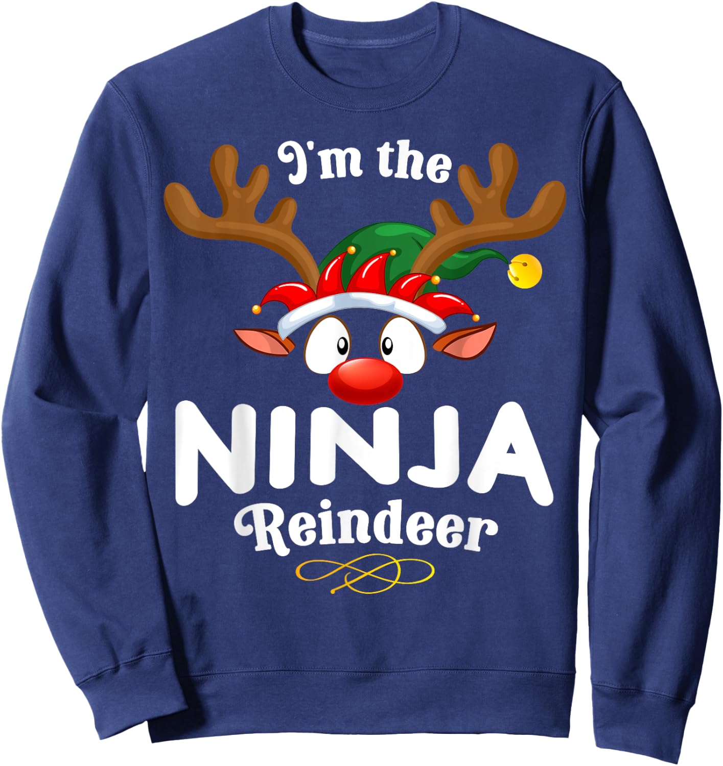 Christmas PJS Ninja XMas Reindeer Matching Sweatshirt - Sweatshirt | Navy