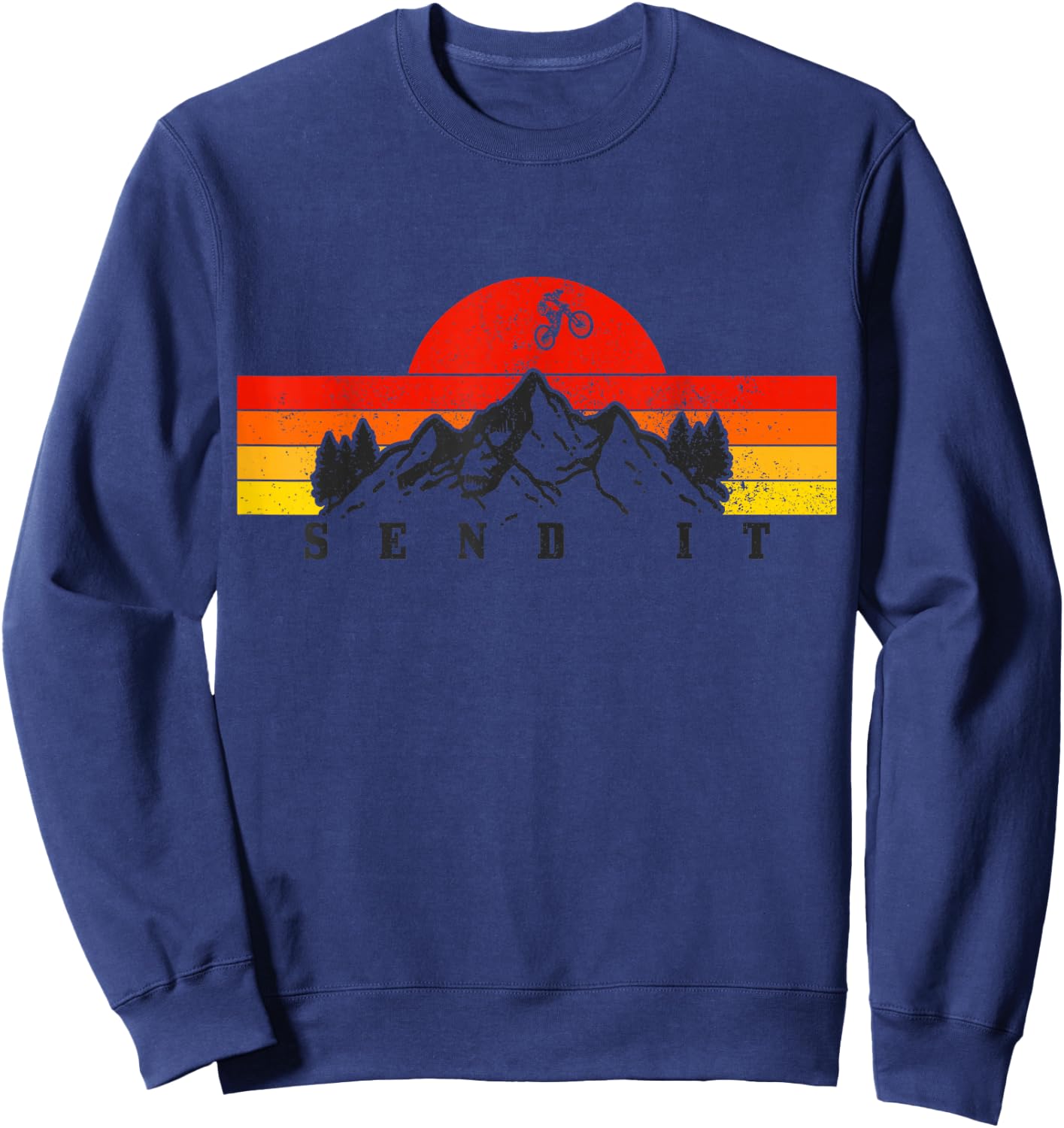 Mountain Bike Send It Vintage MTB Mountain Biker Sweatshirt - Sweatshirt | Navy