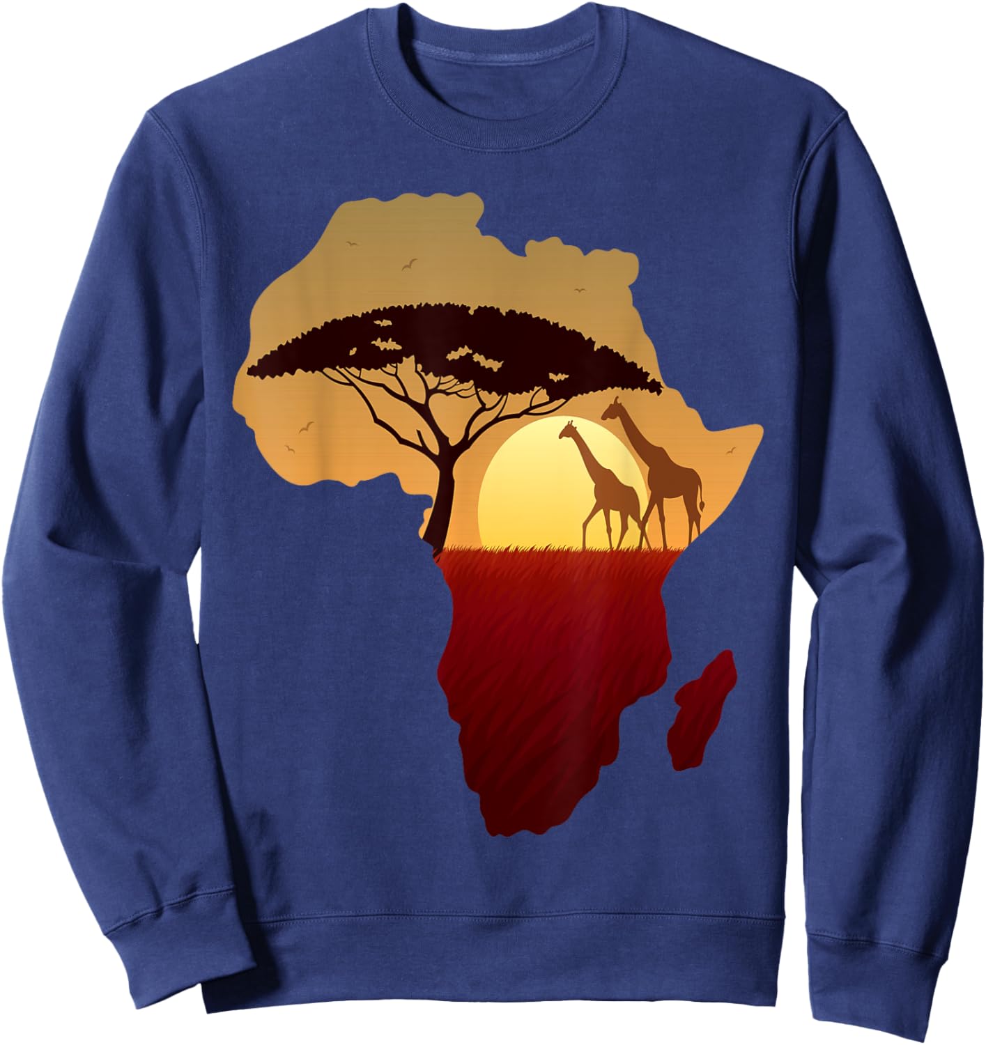 Africa Giraffe Map Dad South Animals Big Five Safari Sweatshirt - Sweatshirt | Navy