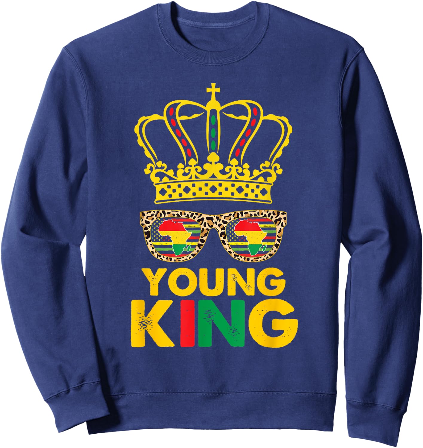 Kids Boys Young King Crown African American 1865 Juneteenth Sweatshirt - Sweatshirt | Navy