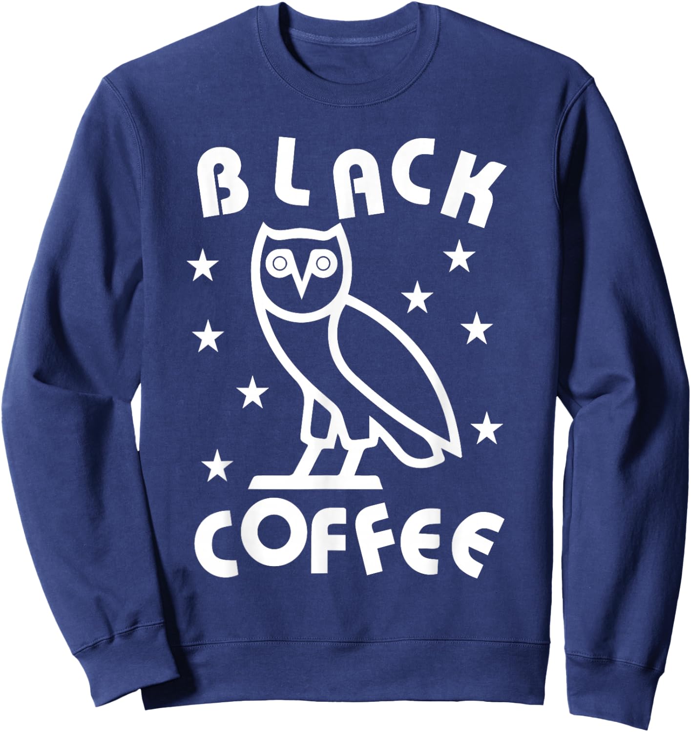 DazzleUpBoutique Black Coffee Owl City - Women's -Adults Regular Fit Cotton Blend Short Sleeve Modern Music Themed - Small Sweatshirt - Sweatshirt | Navy