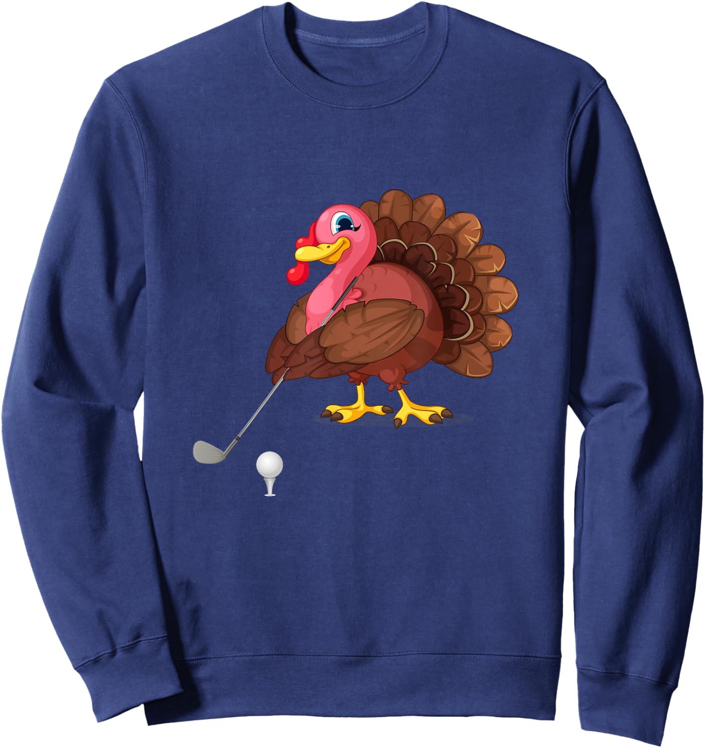 Golf Club Cute Thanksgiving Day Funny Love Golfing Turkey Sweatshirt - Sweatshirt | Navy