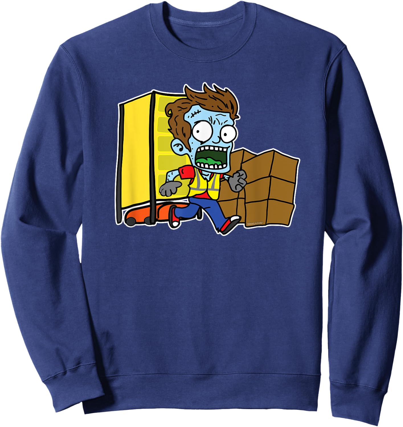 AmaZombie x Swagazon Coworker Associate Zombie Running Sweatshirt - Sweatshirt | Navy