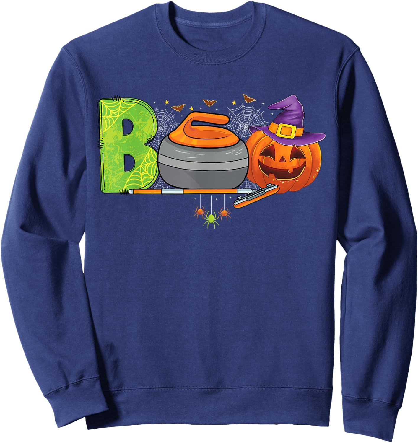 Boo Curling Player ice Sports Curling Halloween costume Sweatshirt - Sweatshirt | Navy