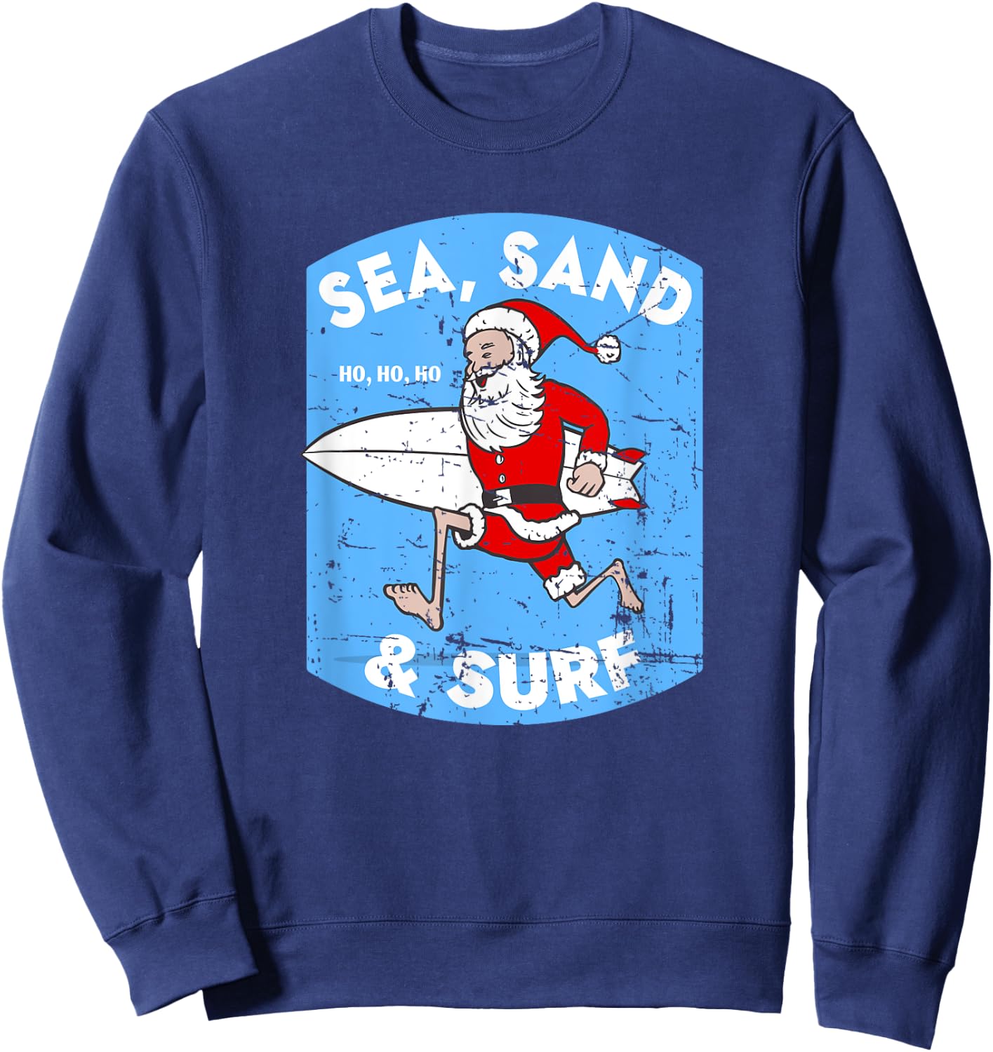 Surfing Santa - Christmas Surfboarding Santa Claus Sweatshirt - Sweatshirt | Navy