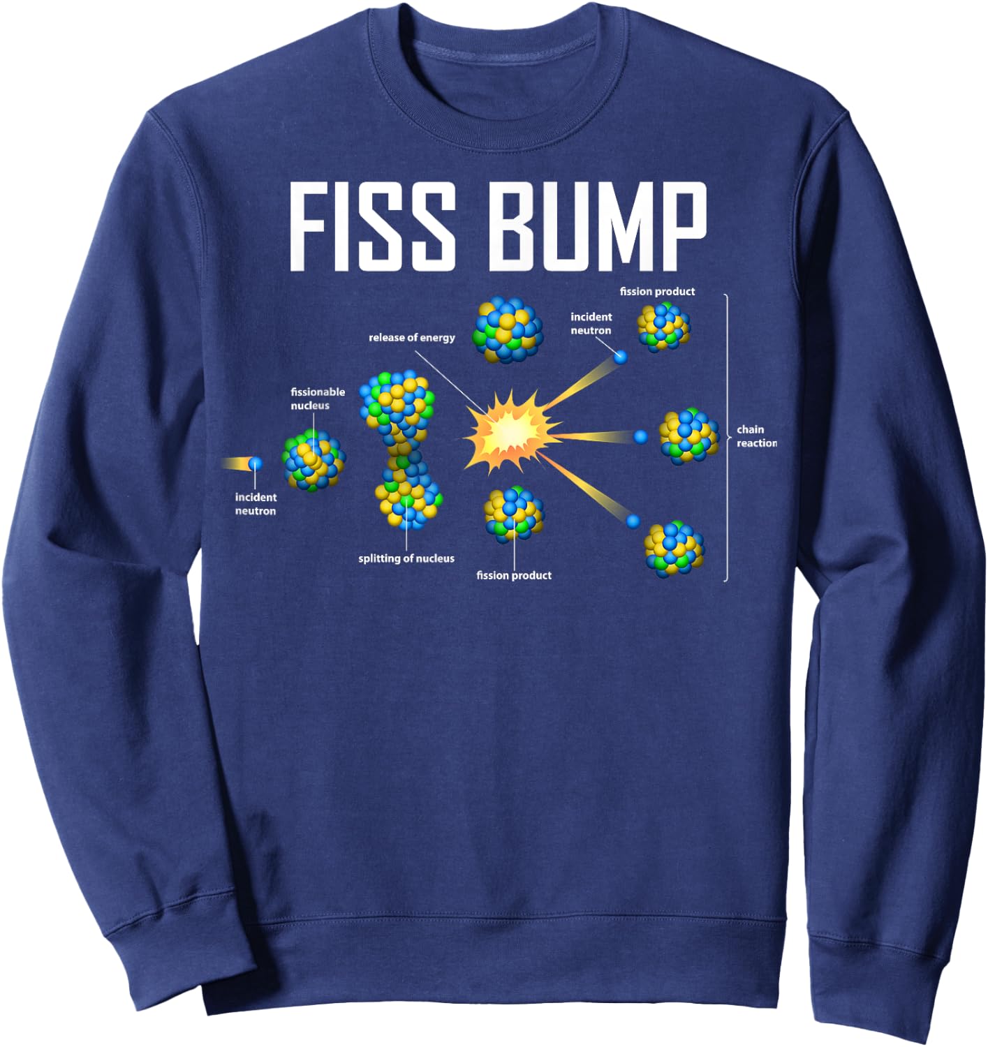 Fiss Bump Funny Nuclear Engineer Nuclear Power Plant Sweatshirt - Sweatshirt | Navy