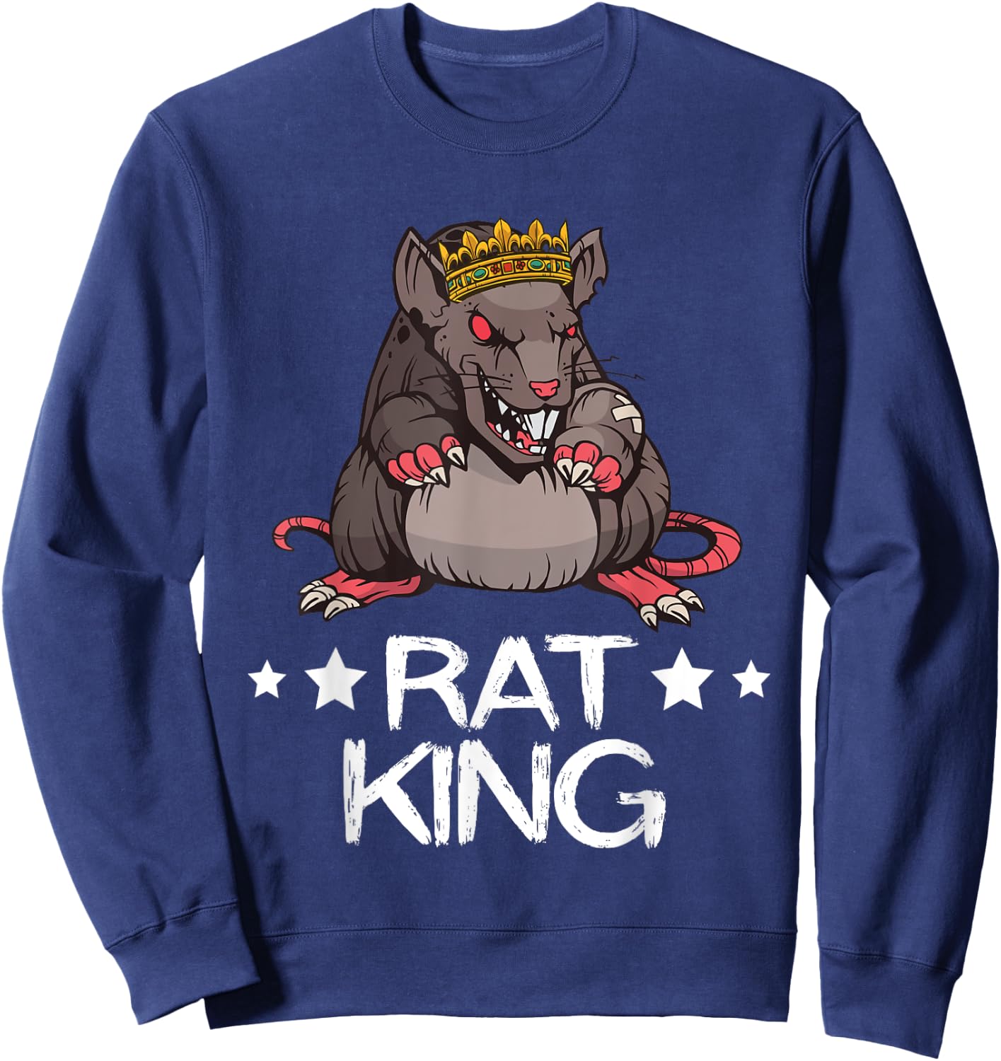 Rat King Crown Angry Rat Rodent Rat Owner Mouse Rat Sweatshirt - Sweatshirt | Navy