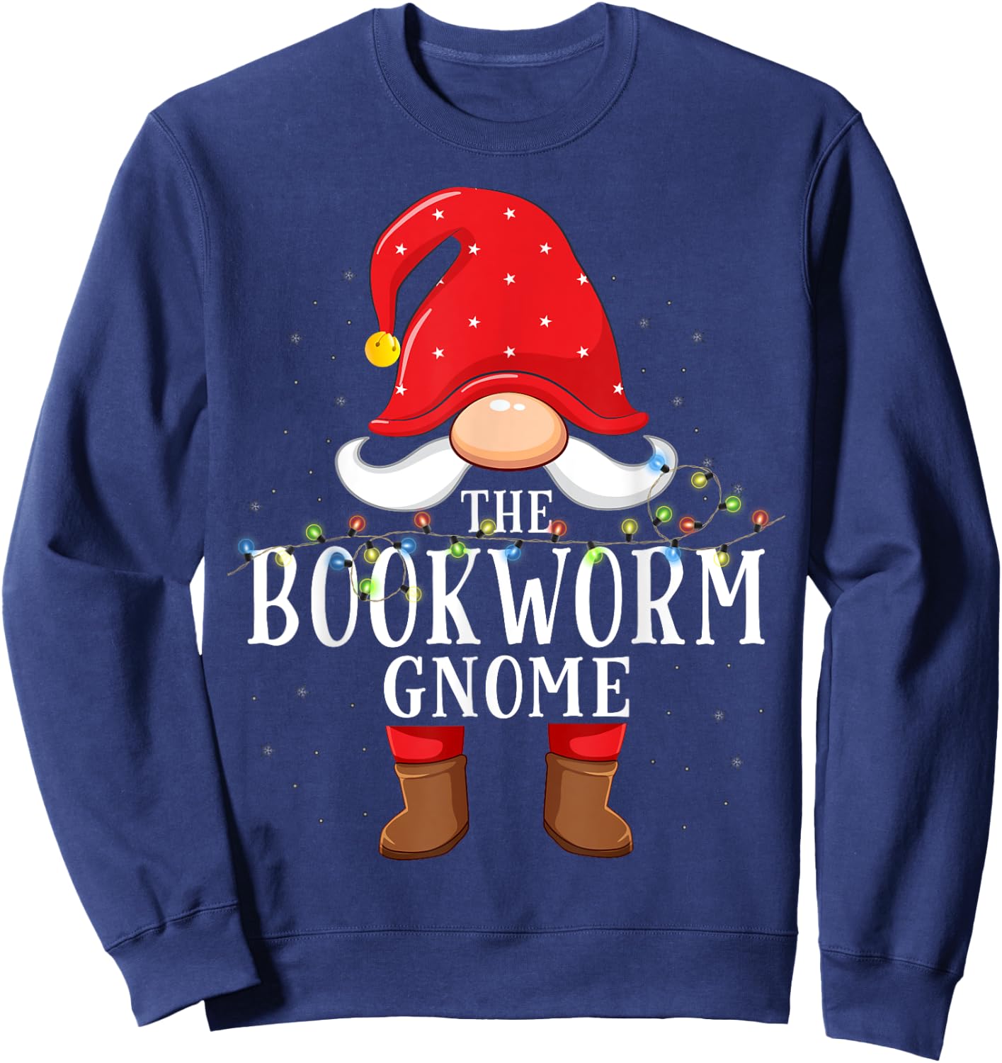 Bookworm Gnome Matching Christmas Family Pajama Sweatshirt - Sweatshirt | Navy