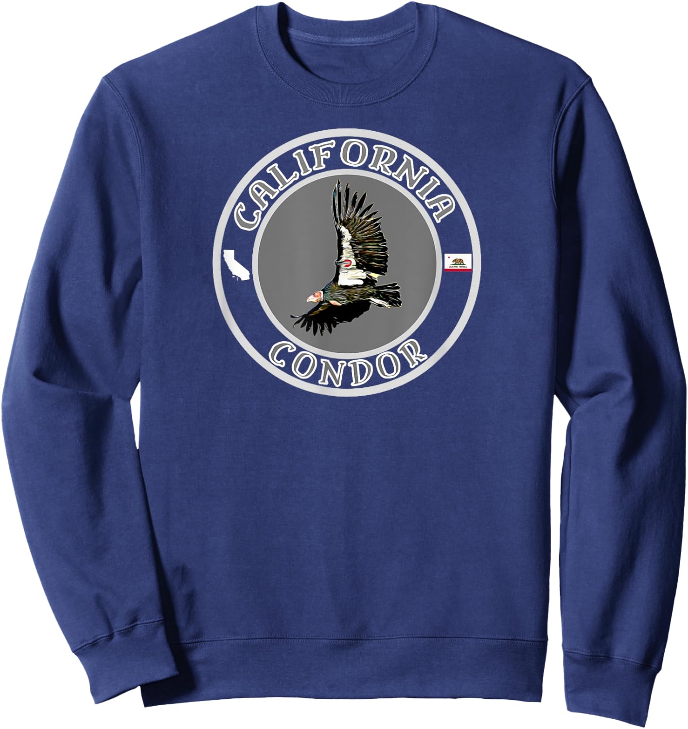 Mojave Trading Post California Condor , -Adults, -Kids, Black, Small, Short Sleeve, Classic Fit, Cotton, Polyester Sweatshirt - Sweatshirt | Navy
