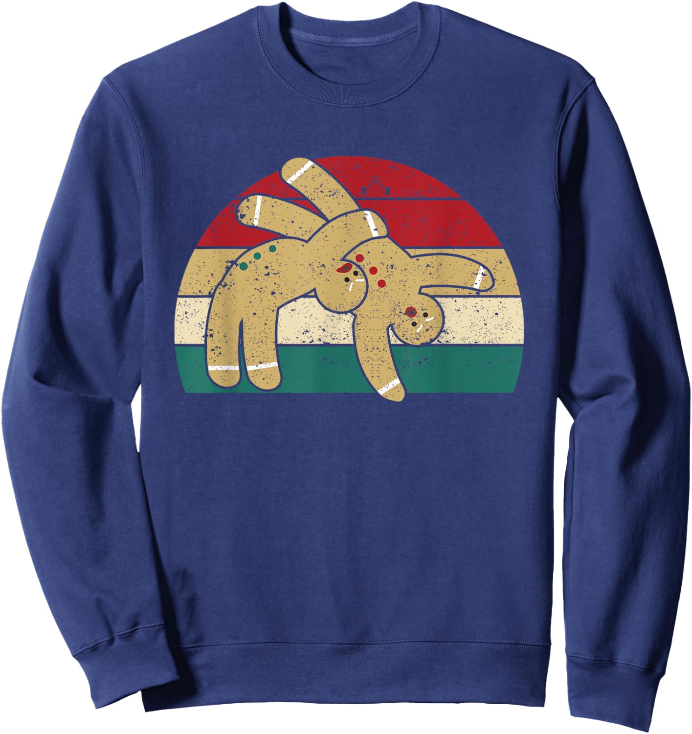 Gingerbread Man Cookies Christmas Funny Fighting Wrestling Sweatshirt - Sweatshirt | Navy
