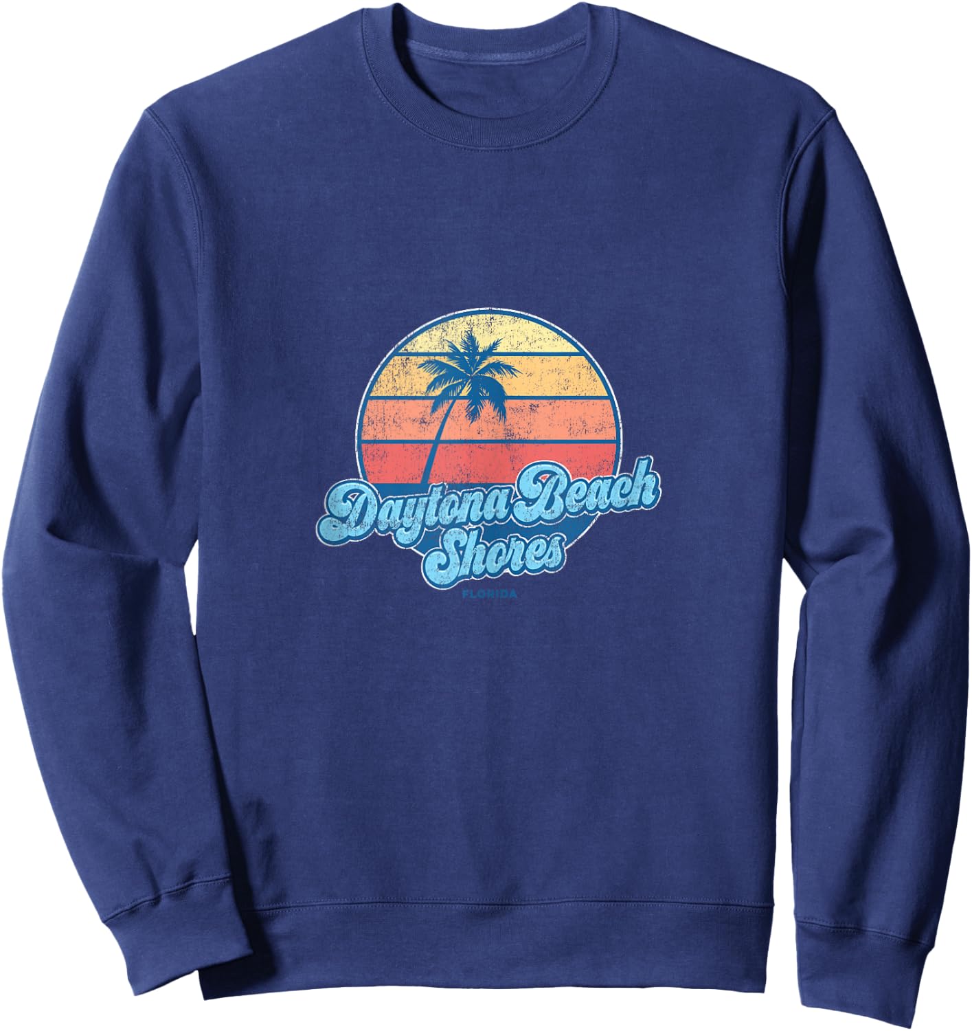 Vintage Daytona Beach Shores Florida FL Classic 70s Retro Su Sweatshirt - Sweatshirt | Navy