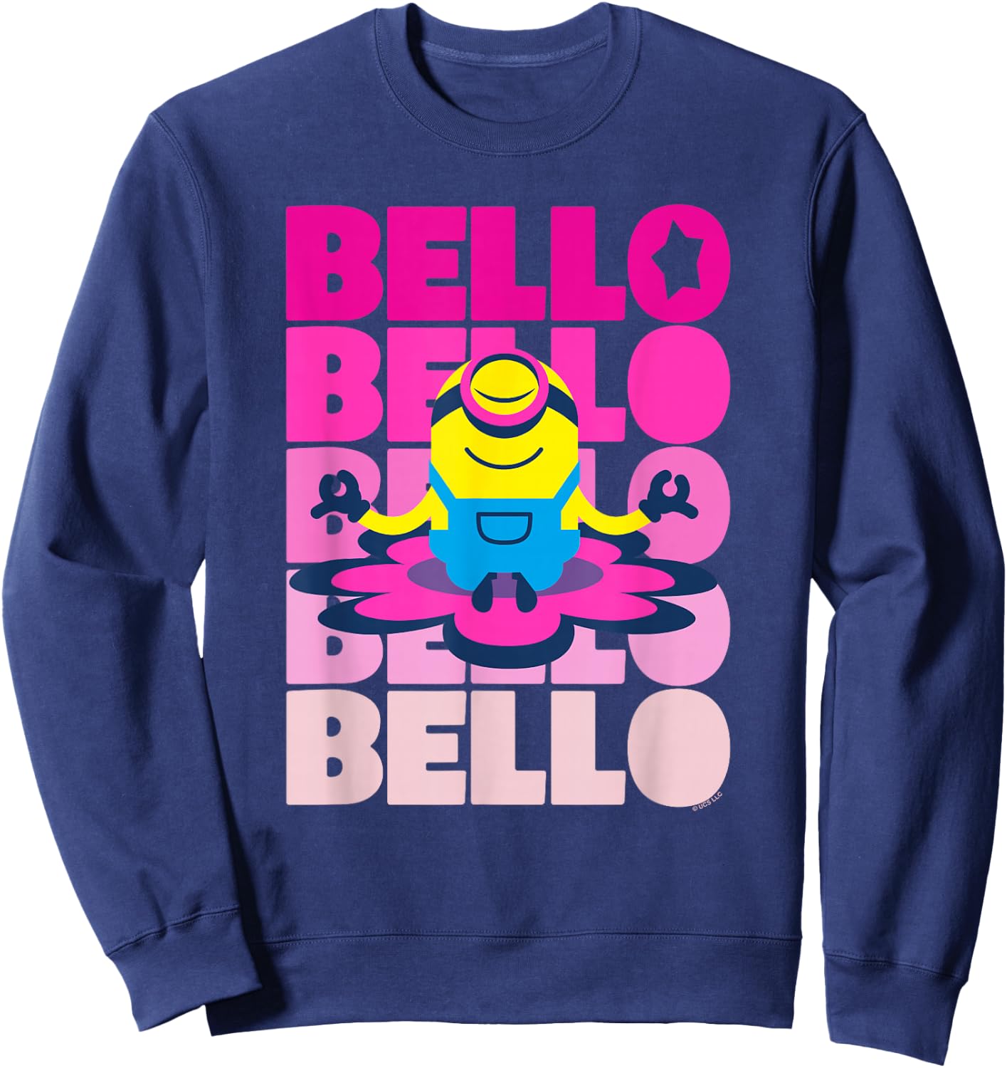 Minions Stuart Bello Meditation Text Stack Sweatshirt - Sweatshirt | Navy