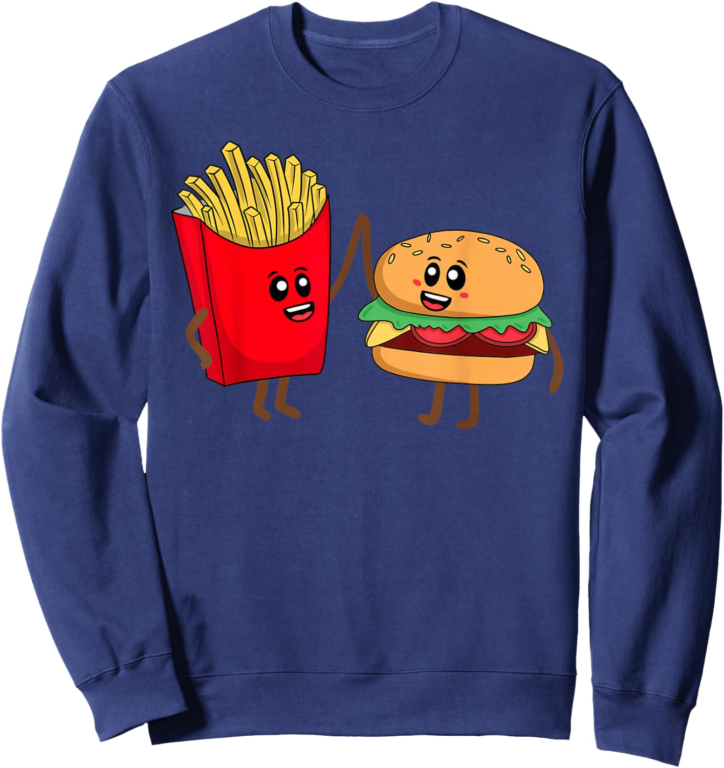 Cool Hamburger Women French Fries Burger Lover Sweatshirt - Sweatshirt | Navy