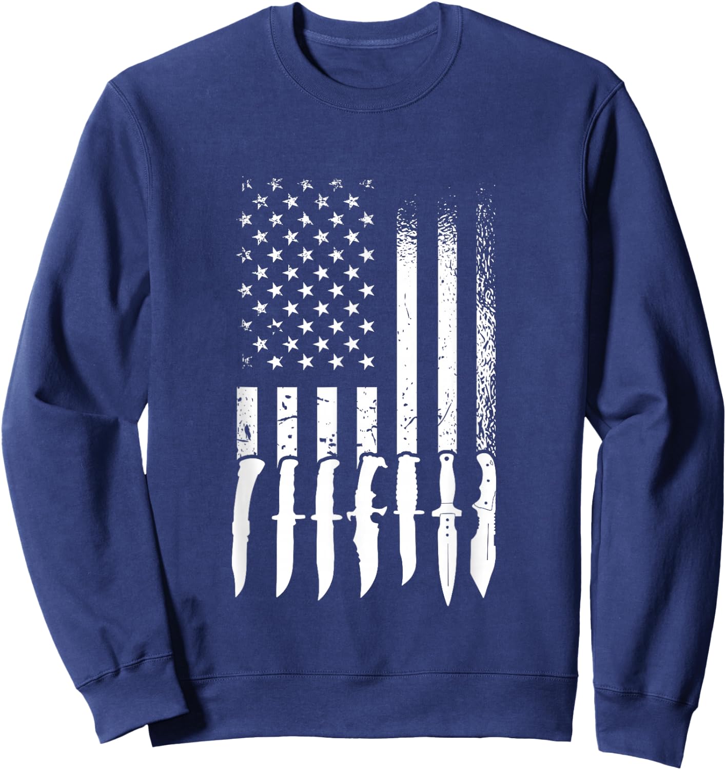 US Flag Knife Enthusiast, Knife Collection Sweatshirt - Sweatshirt | Navy