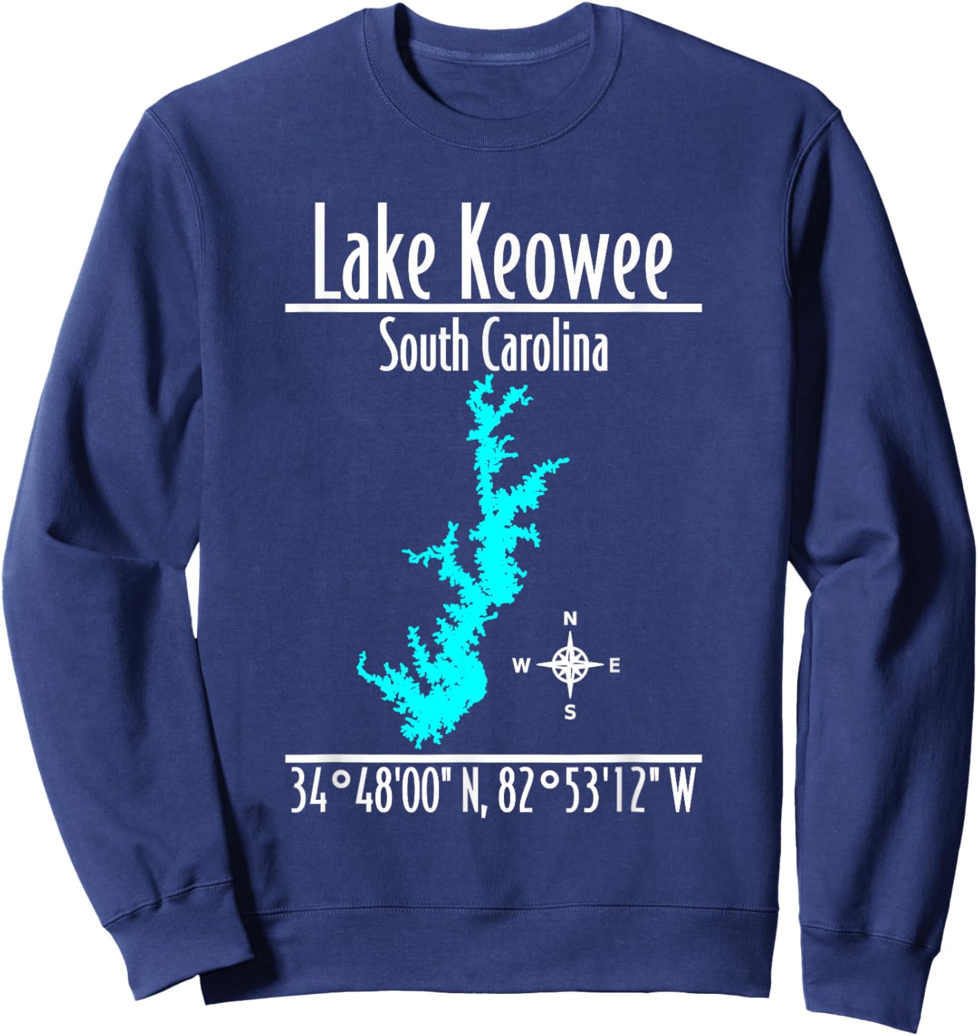 Modern Lake Keowee - South Carolina Sweatshirt - Sweatshirt | Navy