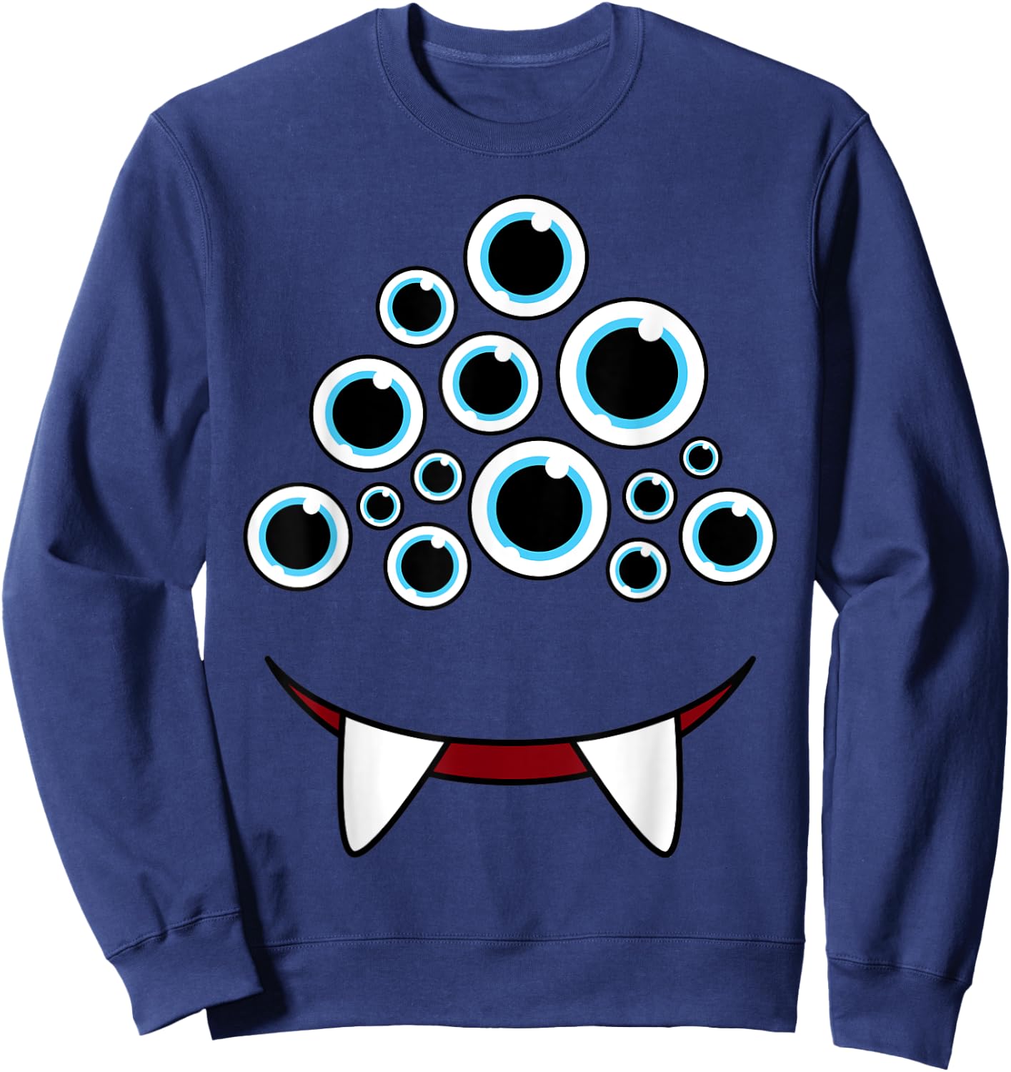 Funny Scary Monster Face Eyeballs Easy Halloween Costume Sweatshirt - Sweatshirt | Navy