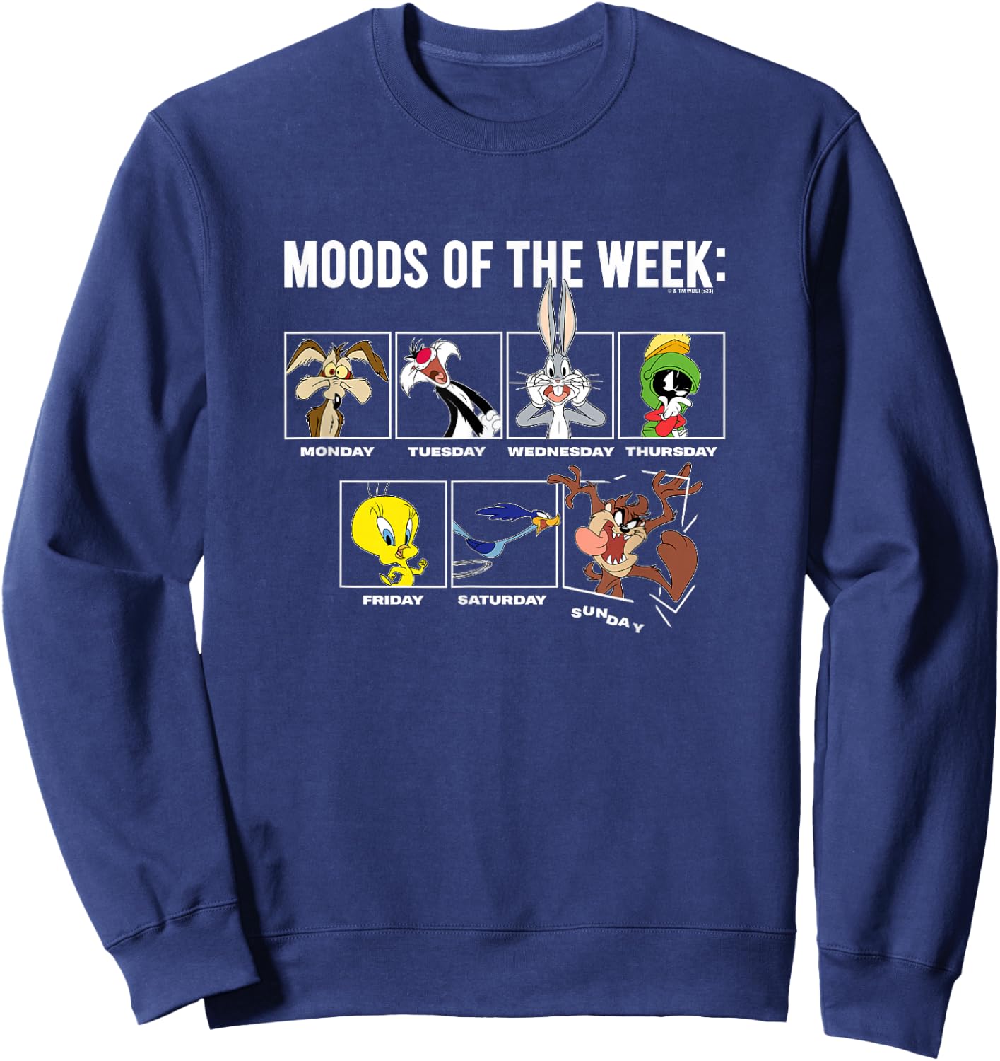 Looney Tunes Moods Of The Week Classic Characters Group Shot Sweatshirt - Sweatshirt | Navy