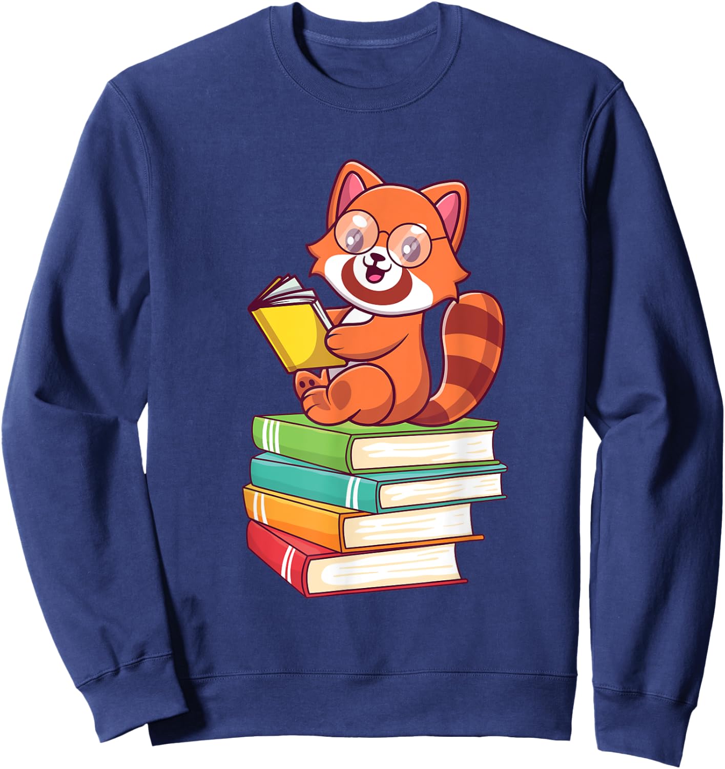 Cute Red Panda Reader Red Pandas Book Lover Bookworm Sweatshirt - Sweatshirt | Navy
