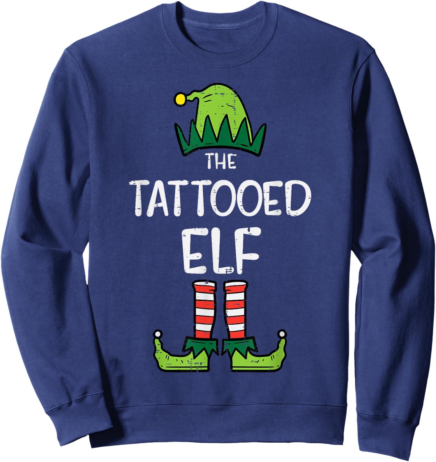 The Tattooed Elf Xmas Matching Family Christmas Men Women Sweatshirt - Sweatshirt | Navy
