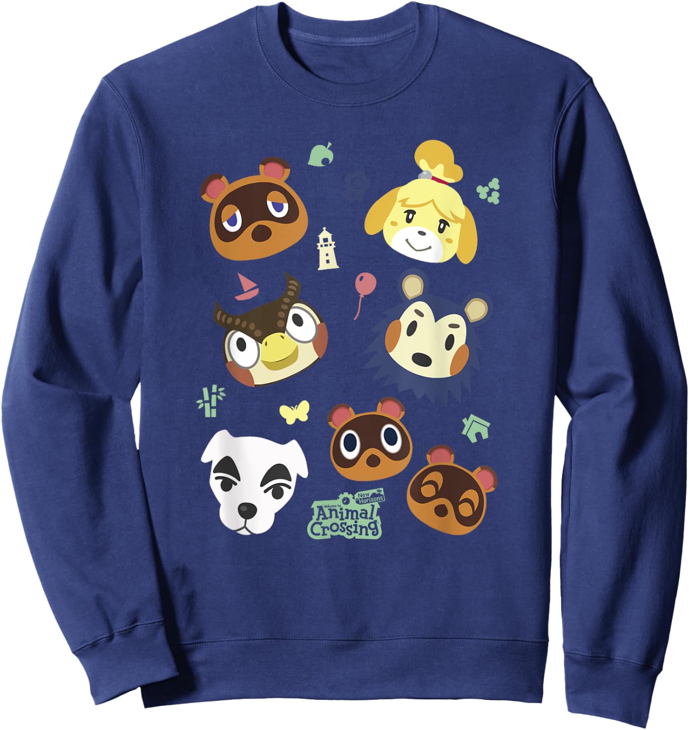 Animal Crossing Cute Pet Friends Nintendo Big Face Jumble Sweatshirt - Sweatshirt | Navy
