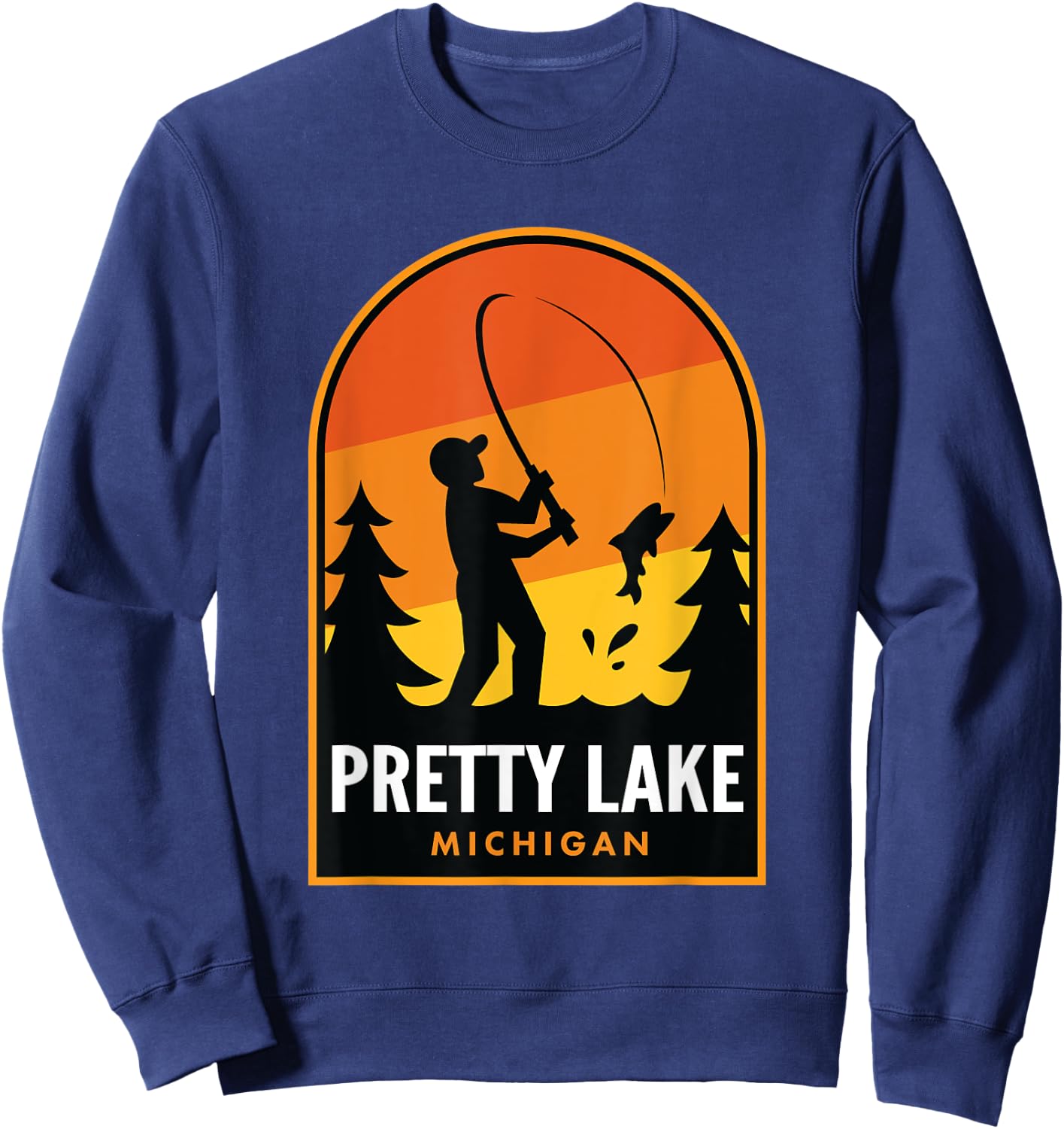 Pretty Lake Michigan Fishing Sweatshirt - Sweatshirt | Navy
