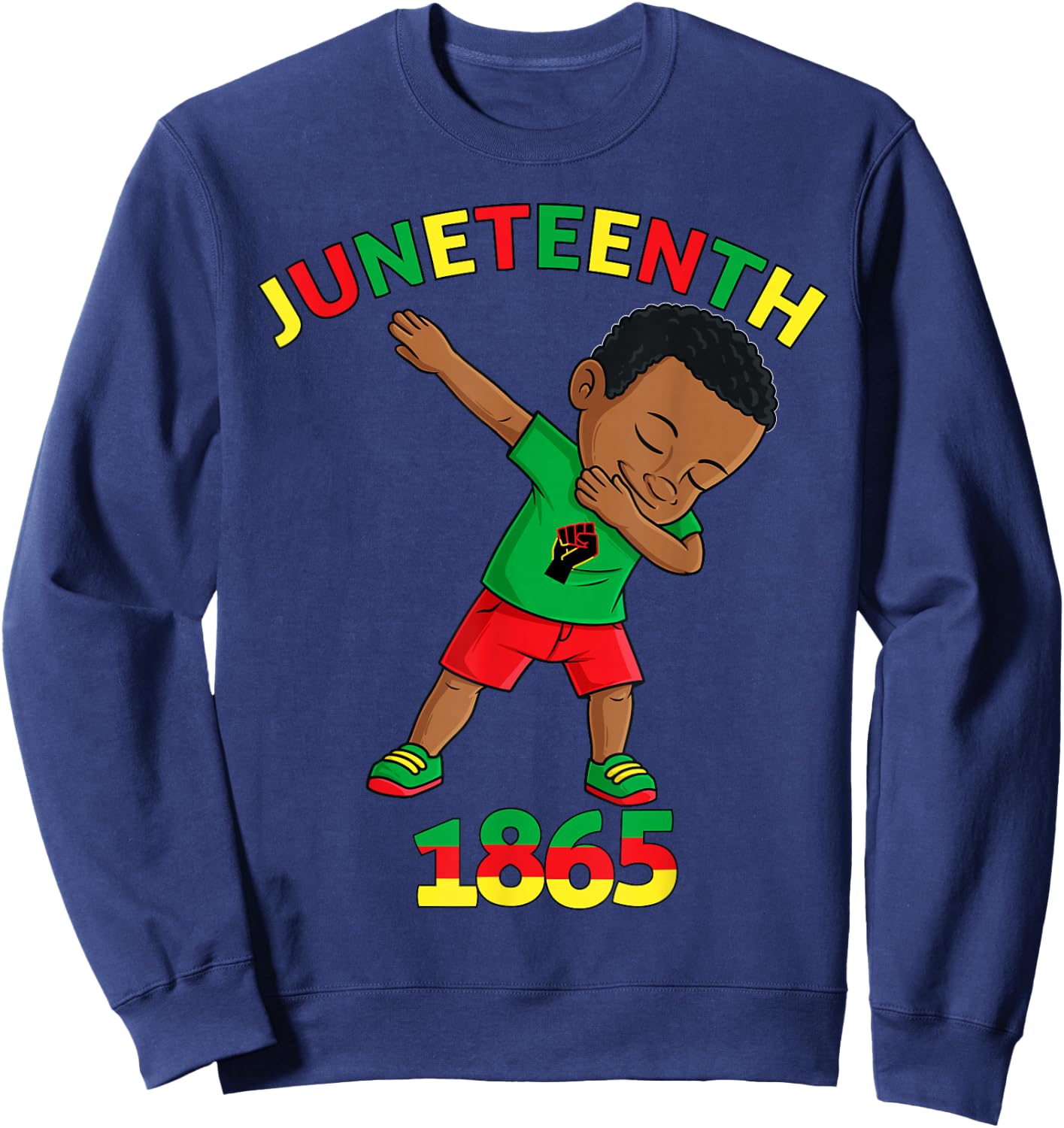 Dabbing Black King Juneteenth Melanin Brown Skin Boys Dab Sweatshirt - Sweatshirt | Navy