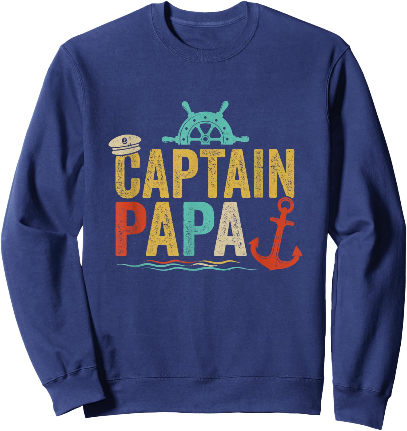 Captain Papa Pontoon Lake Sailor Fishing Boating Sweatshirt - Sweatshirt | Navy
