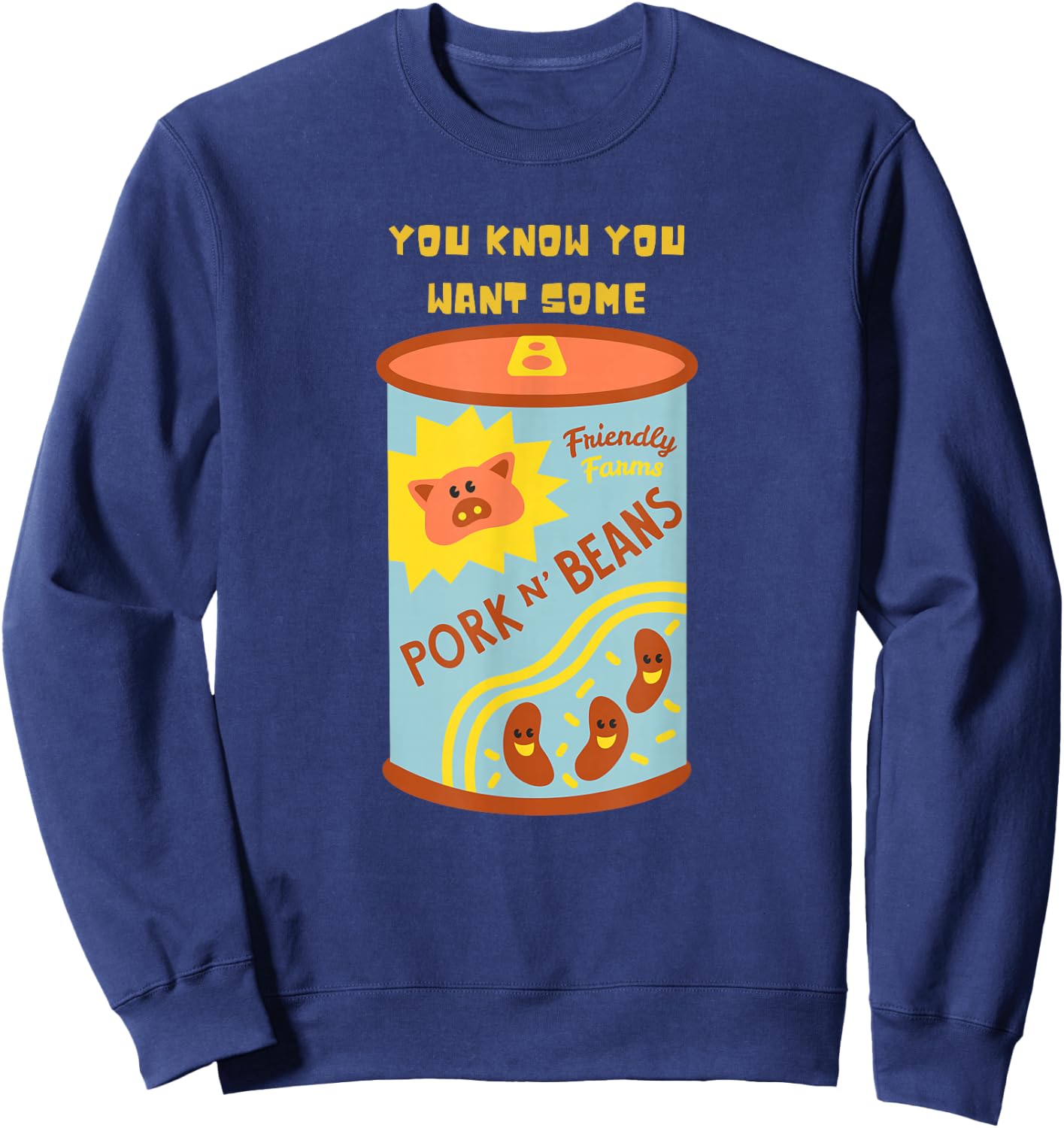 Funny Thanksgiving Pork and Beans Dinner Sweatshirt - Sweatshirt | Navy