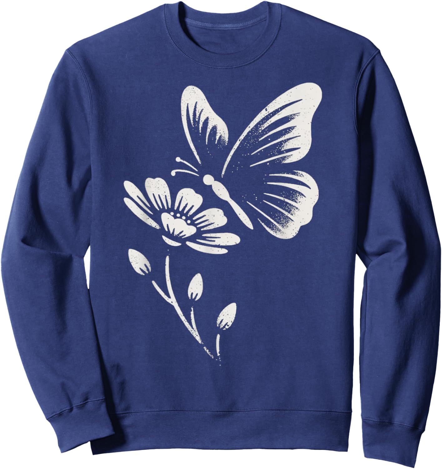 Butterfly and Flower Sweatshirt - Sweatshirt | Navy
