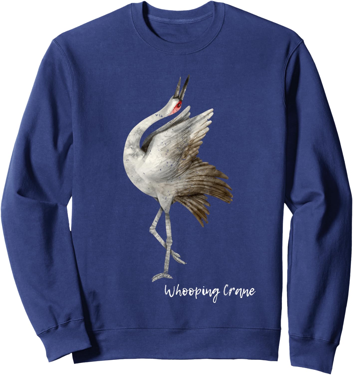 Whooping Crane Graphic Wildlife Bird Watching Sweatshirt - Sweatshirt | Navy