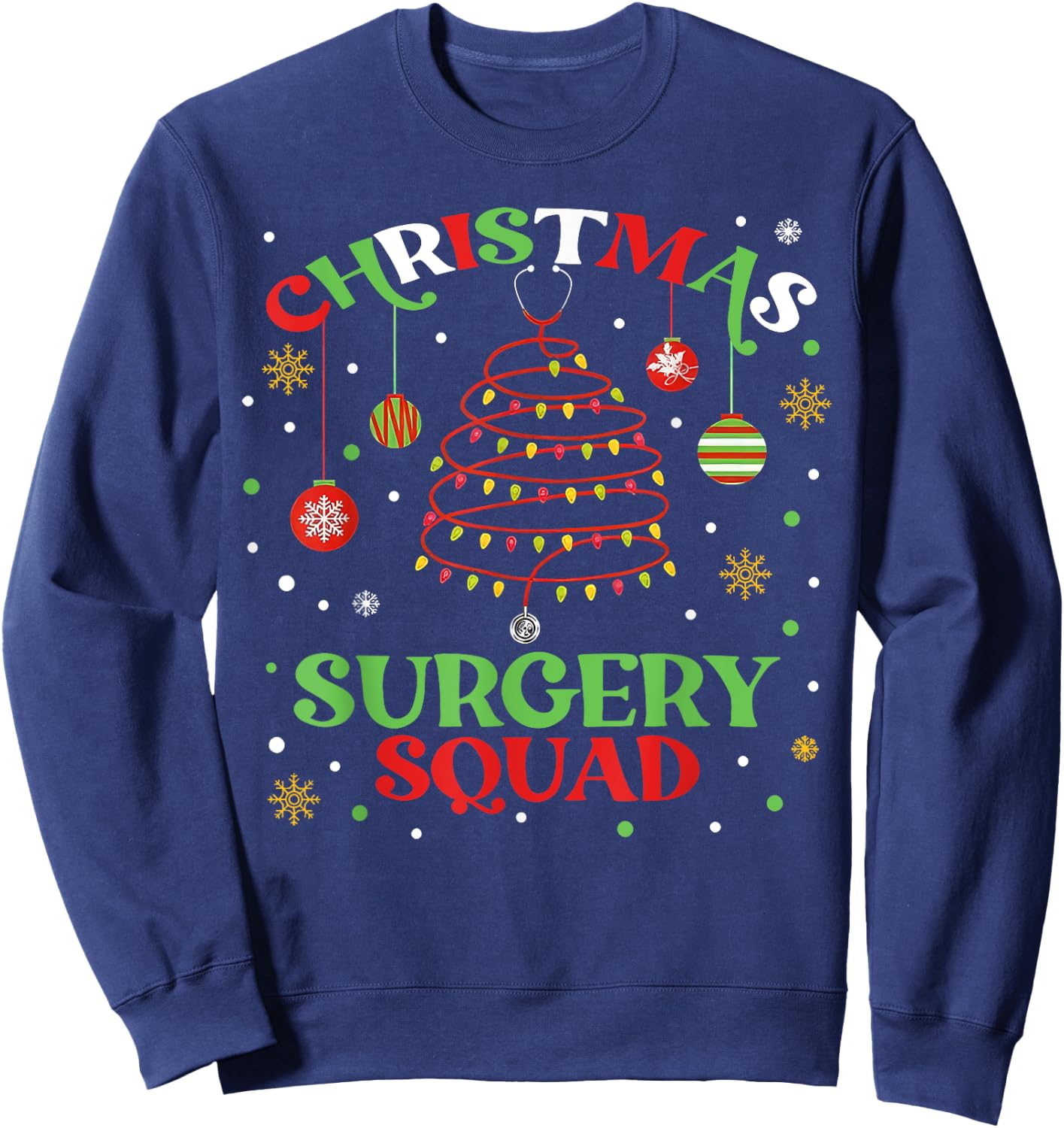 Christmas Surgery Squad Medical Surgical Nurse RN Xmas Sweatshirt - Sweatshirt | Navy