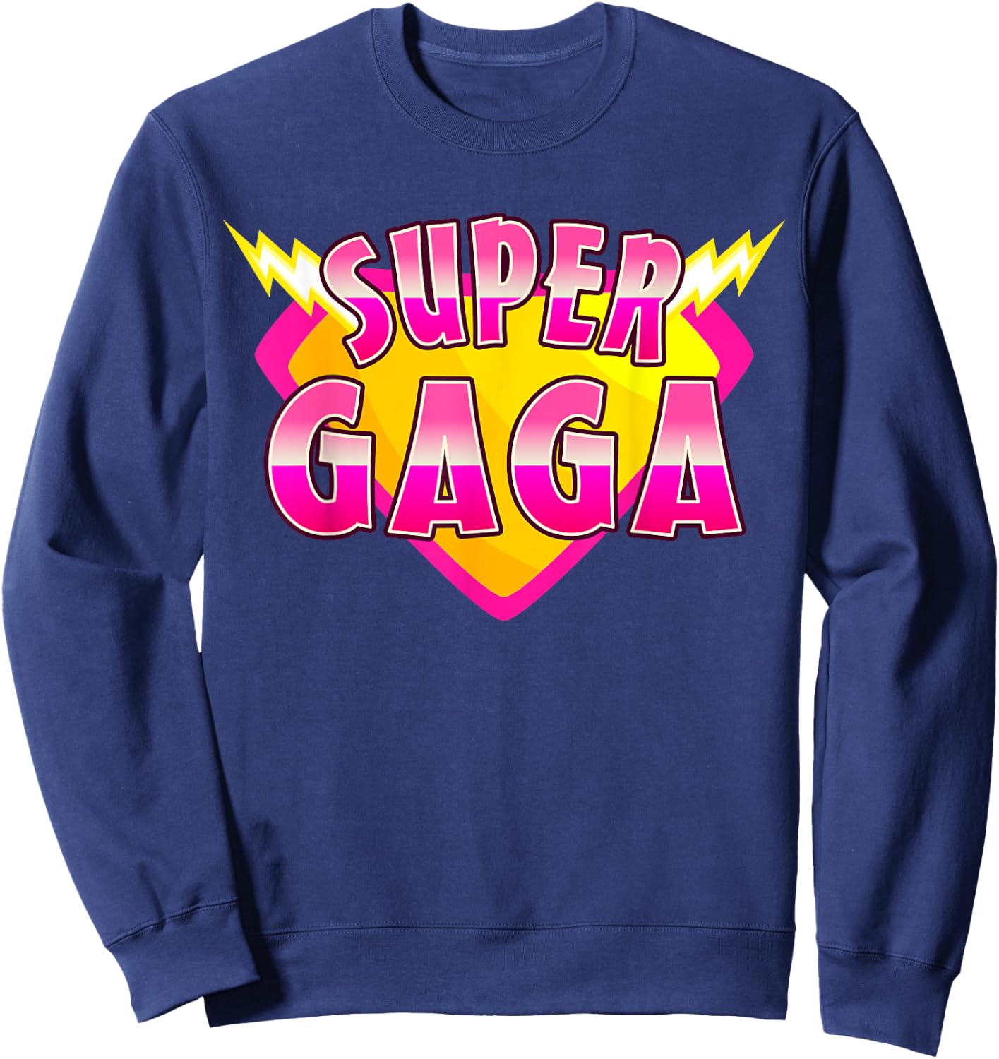 Super Gaga Superhero Grandmother Comic Book Family Matching Sweatshirt - Sweatshirt | Navy