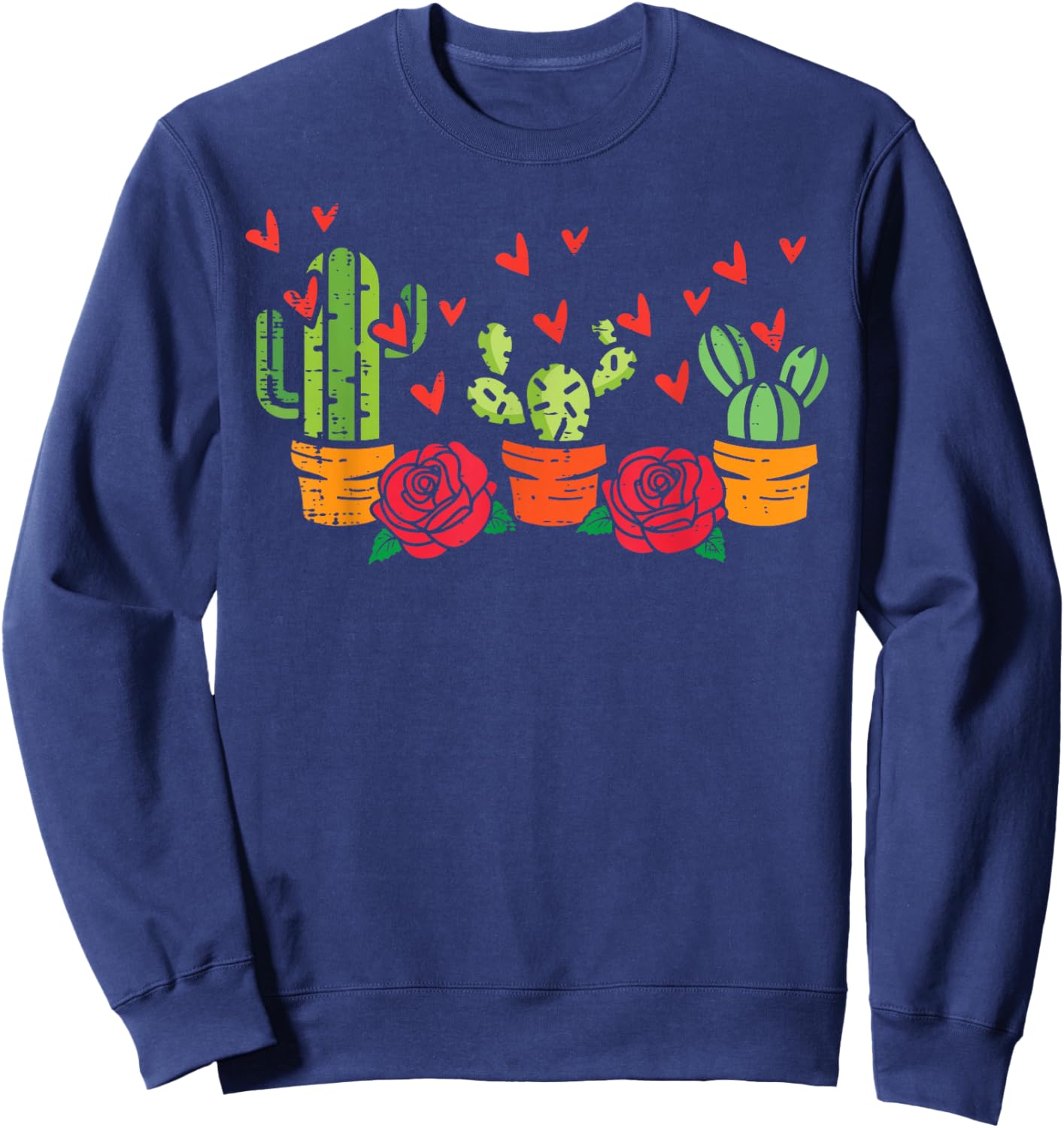 Valentines Day Cactus Cacti Succulent Plant Men Women Kids Sweatshirt - Sweatshirt | Navy