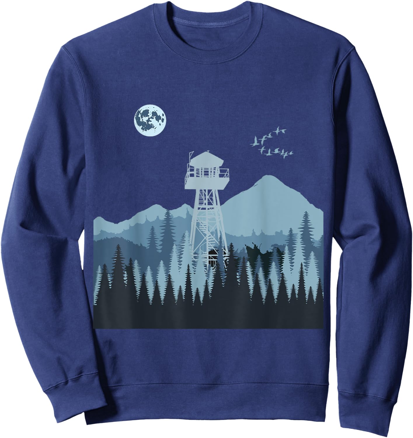 Mountain Forest Fire Lookout Tower Sweatshirt - Sweatshirt | Navy