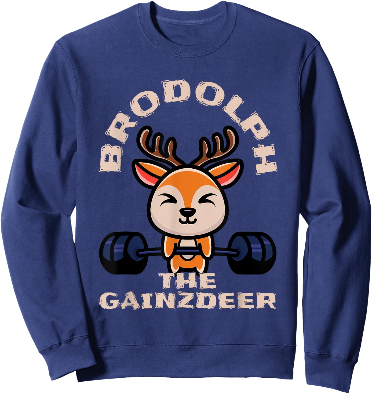 Bodybuilder Santa Weightlifting Fitness Christmas Workout Sweatshirt - Sweatshirt | Navy