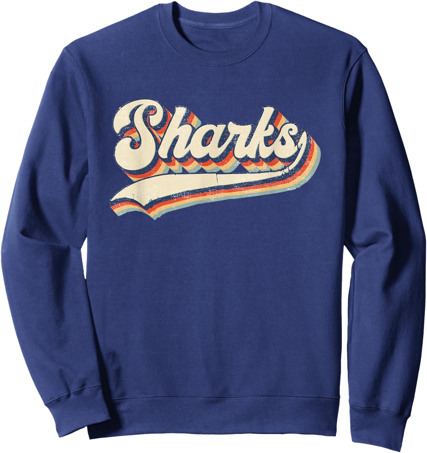 Sharks Sports Name Vintage Retro Gift Men Women Boy Girl Sweatshirt - Sweatshirt | Navy