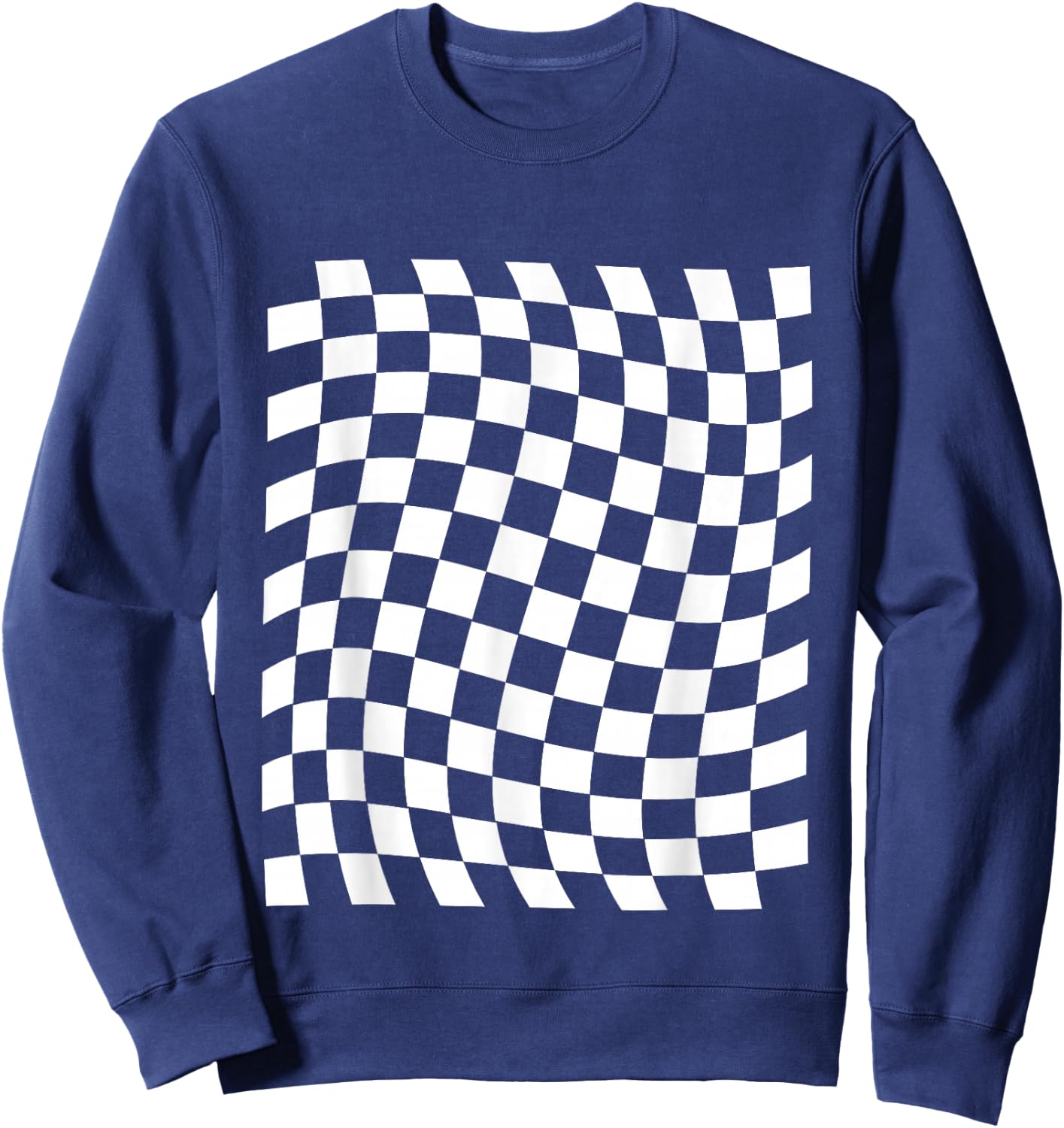 Black White Checkerboard Sweatshirt - Sweatshirt | Navy